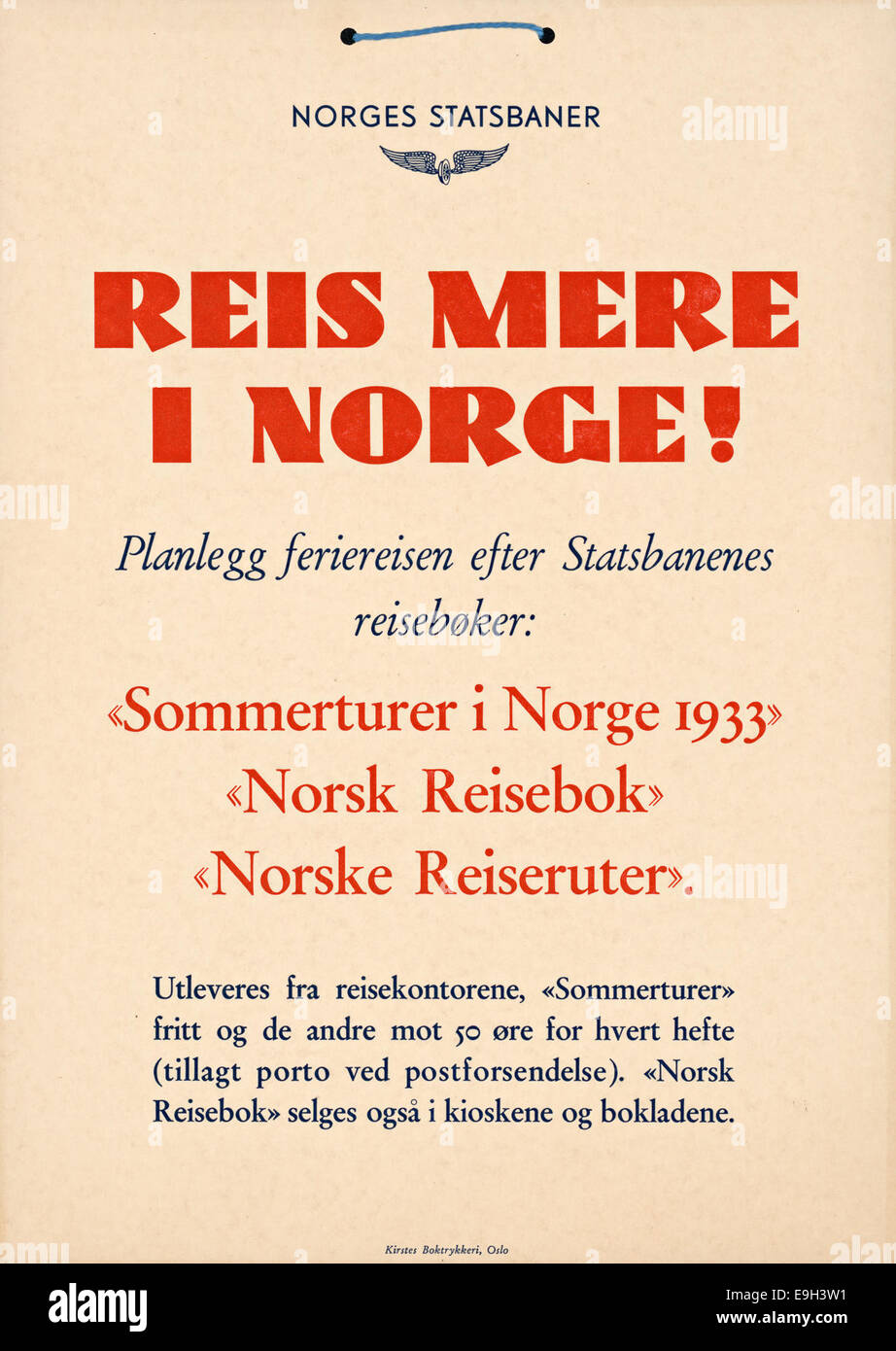 Bloße Reis ich Norge! Planlegg Feriereisen Efter Statsbanens Reisebøker: "Sommerturer i Norge 1933',"Norsk Reisebok","Norske Reiseruter" Stockfoto