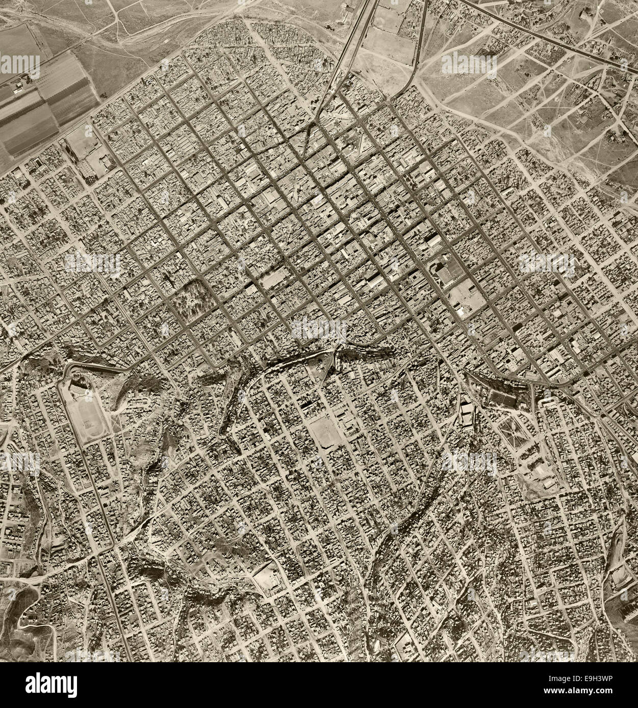 historische Luftaufnahme Tijuana, Baja, Mexiko, 1962 Stockfoto