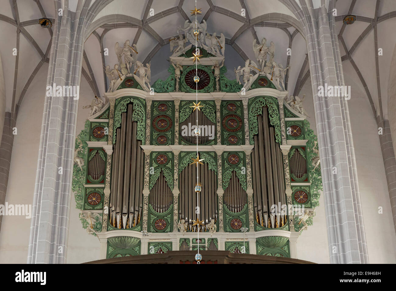 Sun-Orgel von Eugenio Casparini, Pfarrkirche St. Peter und Paul, Görlitz, Sachsen, Deutschland Stockfoto