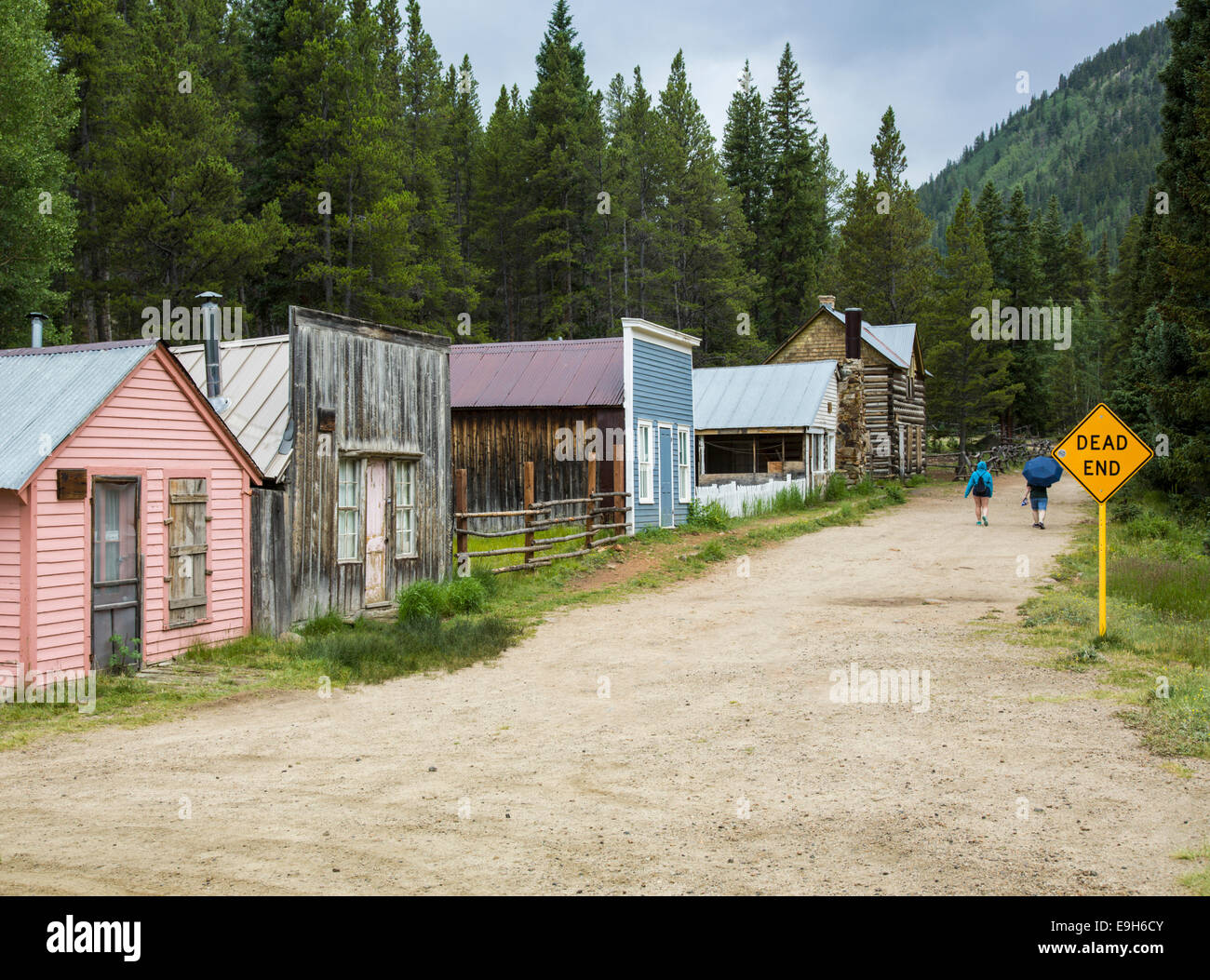 Ghost Stadt von St. Elmo in Chaffee County, Colorado, USA - mit Schild Sackgasse Stockfoto