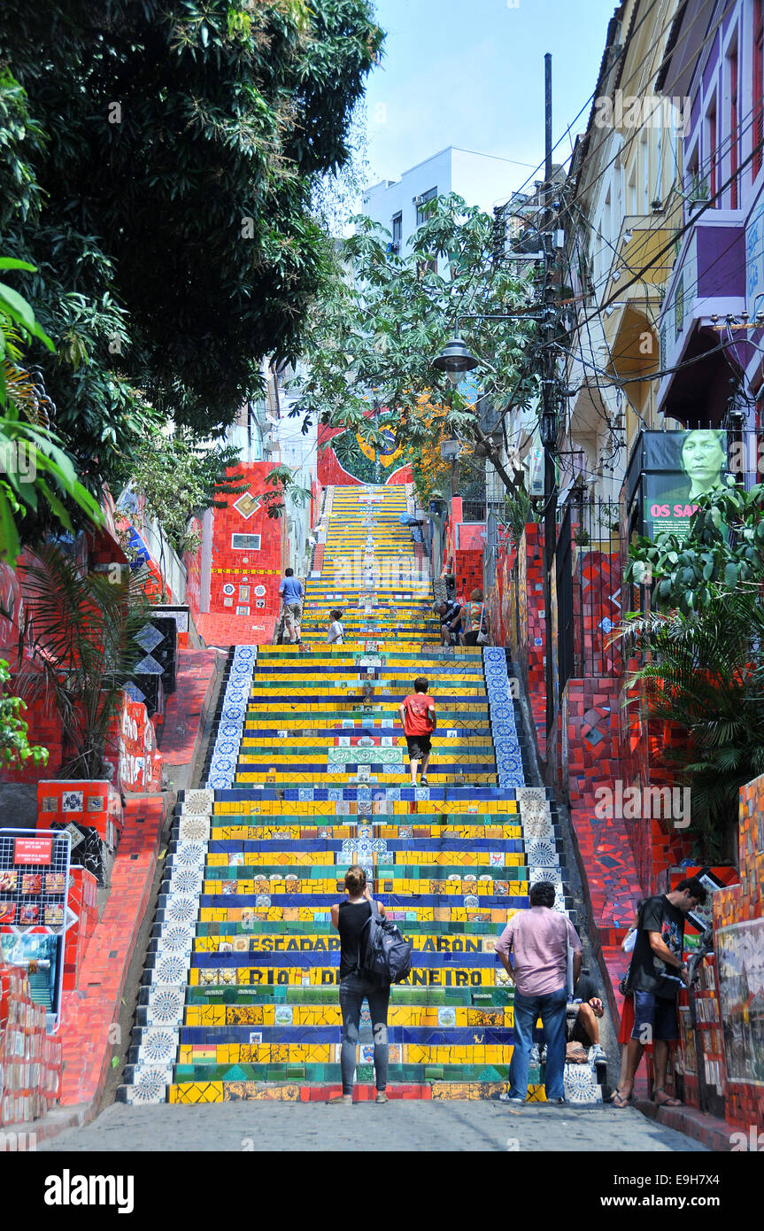 Selaron Schritte Lapa Rio de Janeiro Brasilien Stockfoto