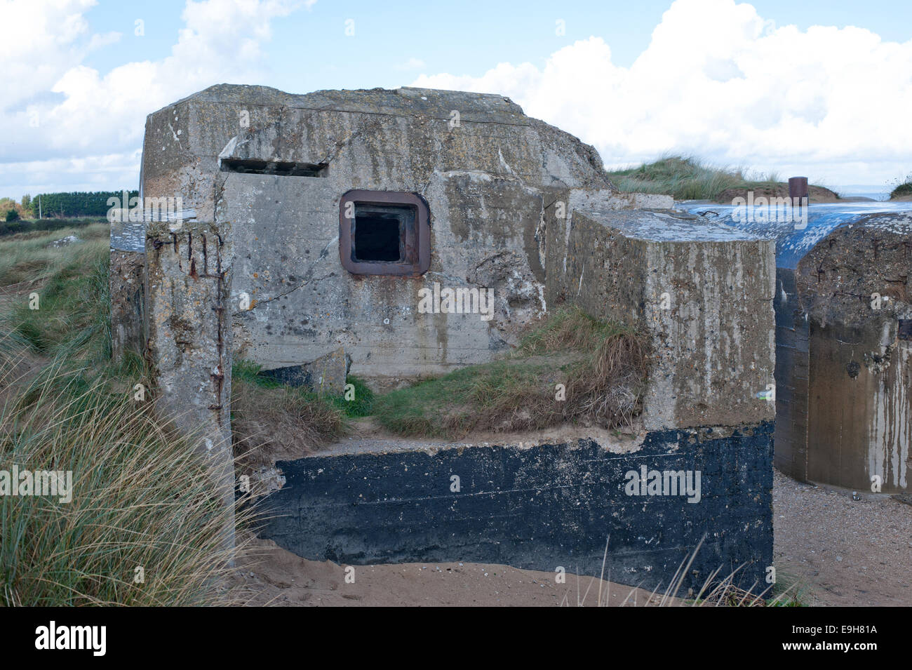 Deutschland Bunker WW2, Utah Beach ist eines der fünf Strände der Landung in der Normandie am 6. Juni 1944, während des zweiten Weltkriegs. Stockfoto