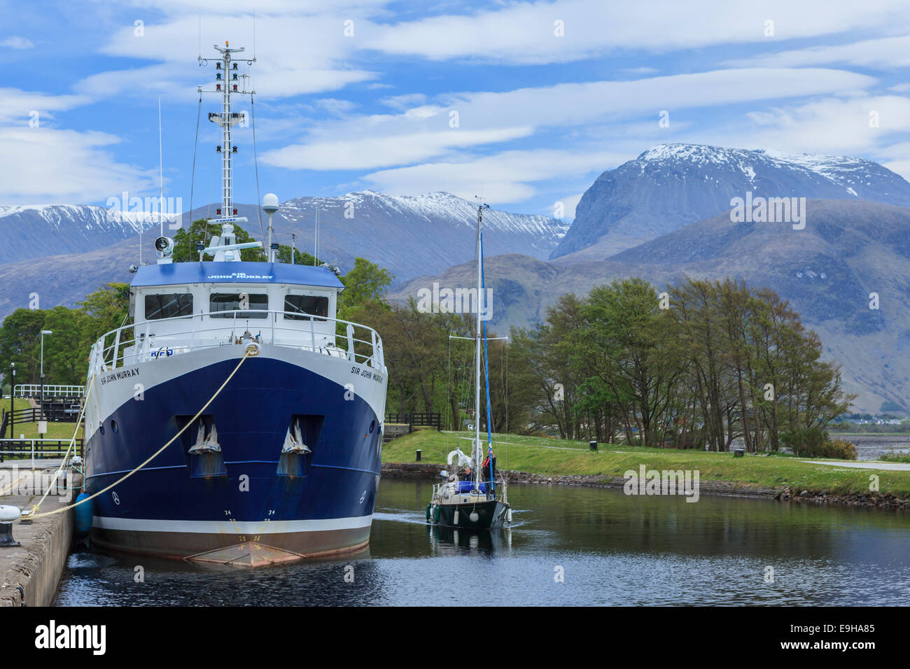 Schiff-Sir John Murray im Hafen von Fort William, Fort William, Highlands, Schottland, Vereinigtes Königreich Stockfoto