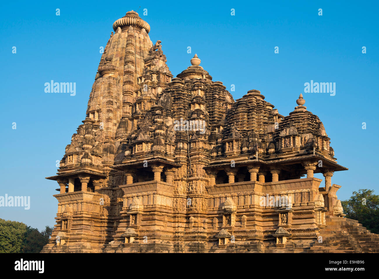 Hindu Tempel, Kandariya Mahadeva Tempel, Western Group, Khajuraho Gruppe von Denkmälern, UNESCO-Weltkulturerbe, Khajuraho Stockfoto