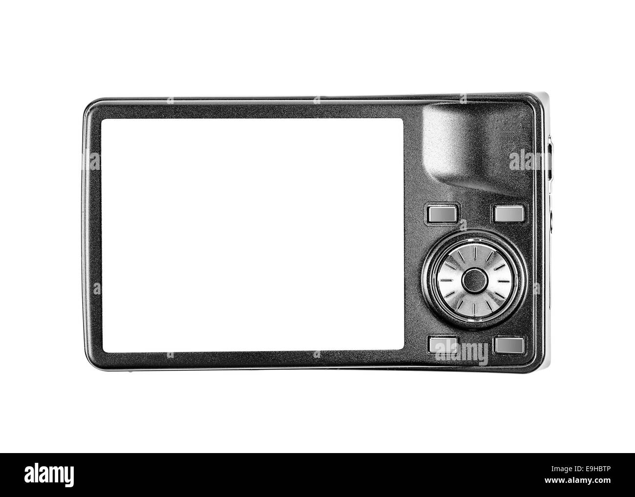 Kompakte Digitalkamera und ein leerer Bildschirm für Ihr Image. Stockfoto