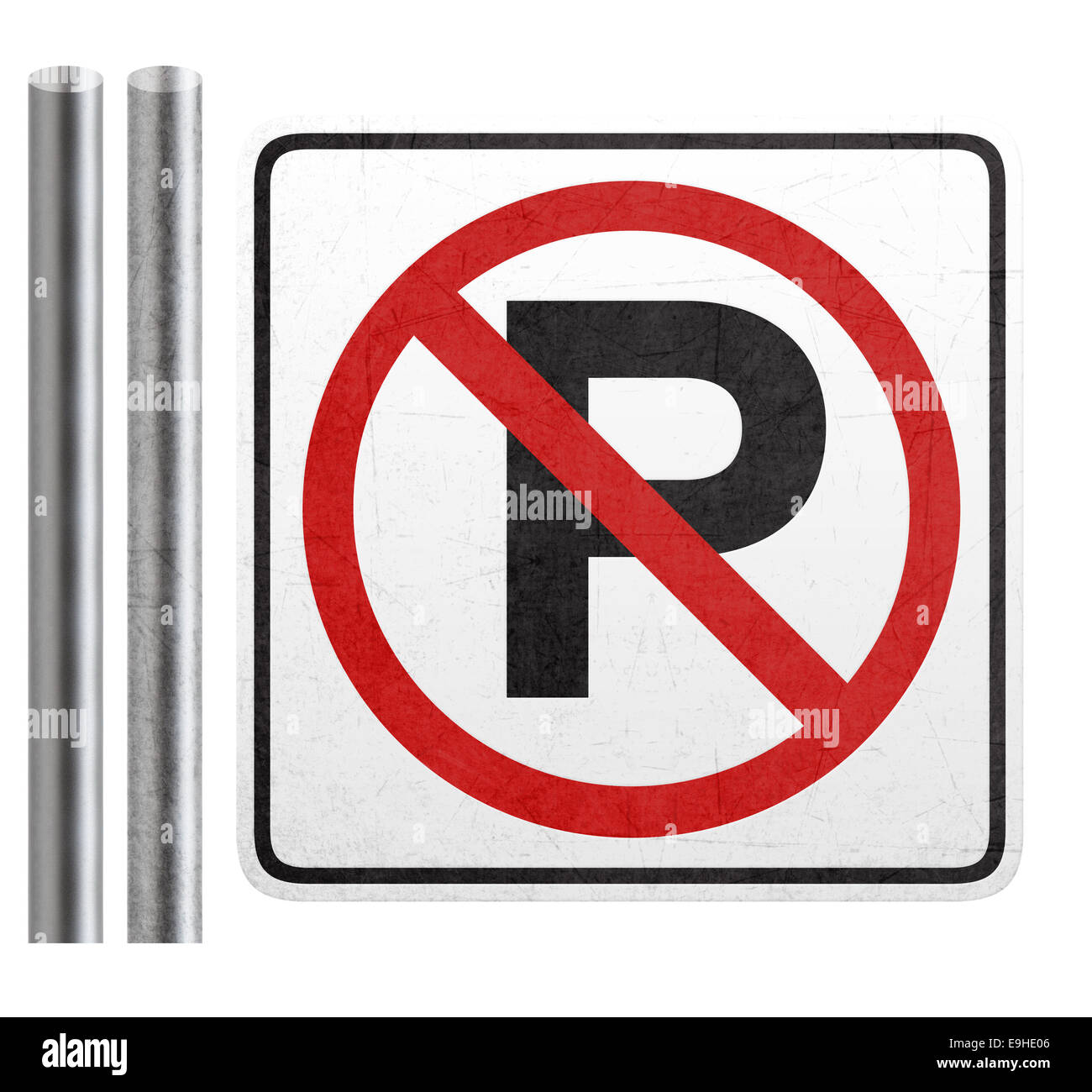 Kein Parkplatz Zeichen auf weiß Stockfoto