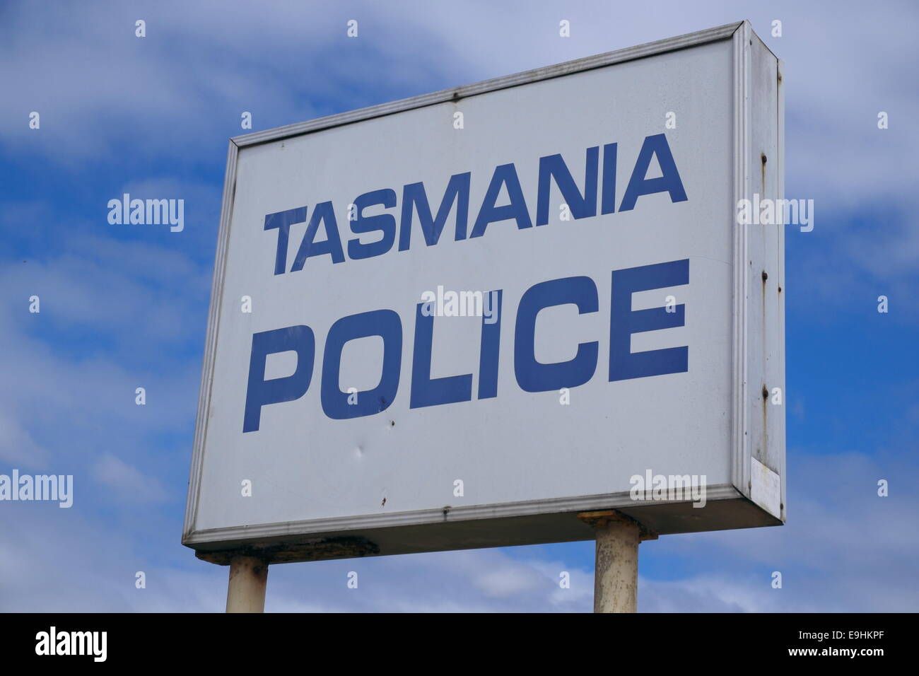 Tasmanien Polizei Schild außerhalb ihrer Polizeistation in George Town, Tasmanien, Australien Stockfoto