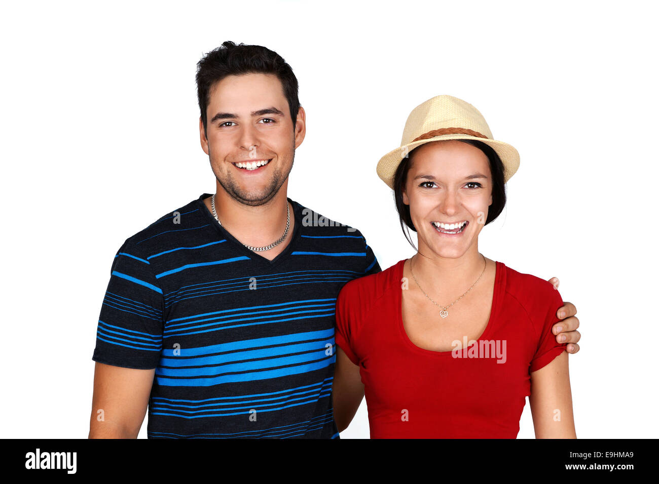 Schöne junge Erwachsene Brautpaar Lächeln und lachen Stockfoto