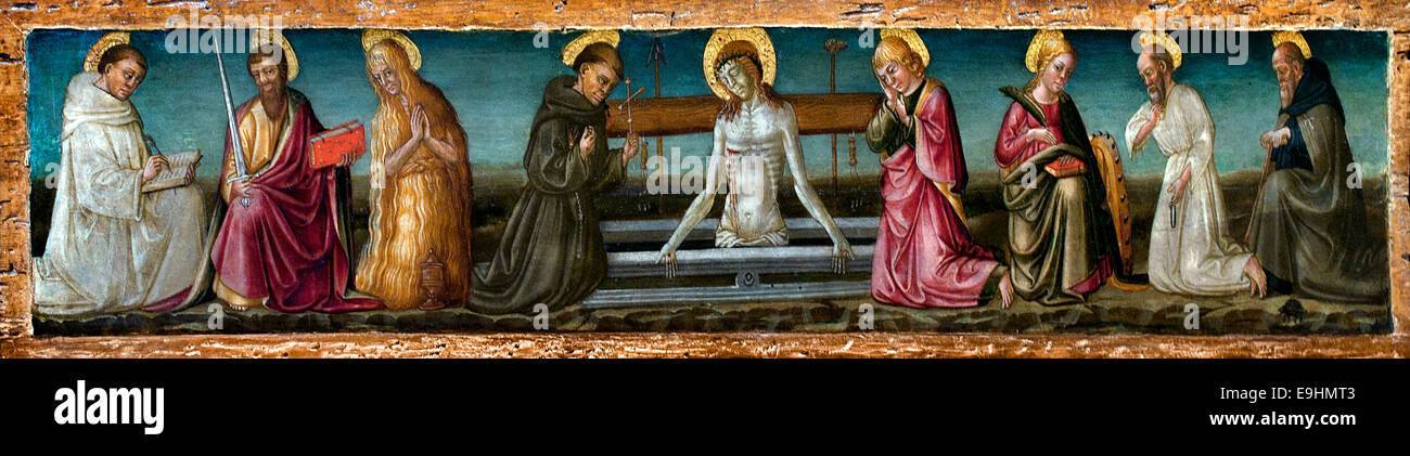 Christus von Mitleid verehrt von acht Heiligen Neri di Bicci 1419-1491 Florenz Italien Italienisch Stockfoto