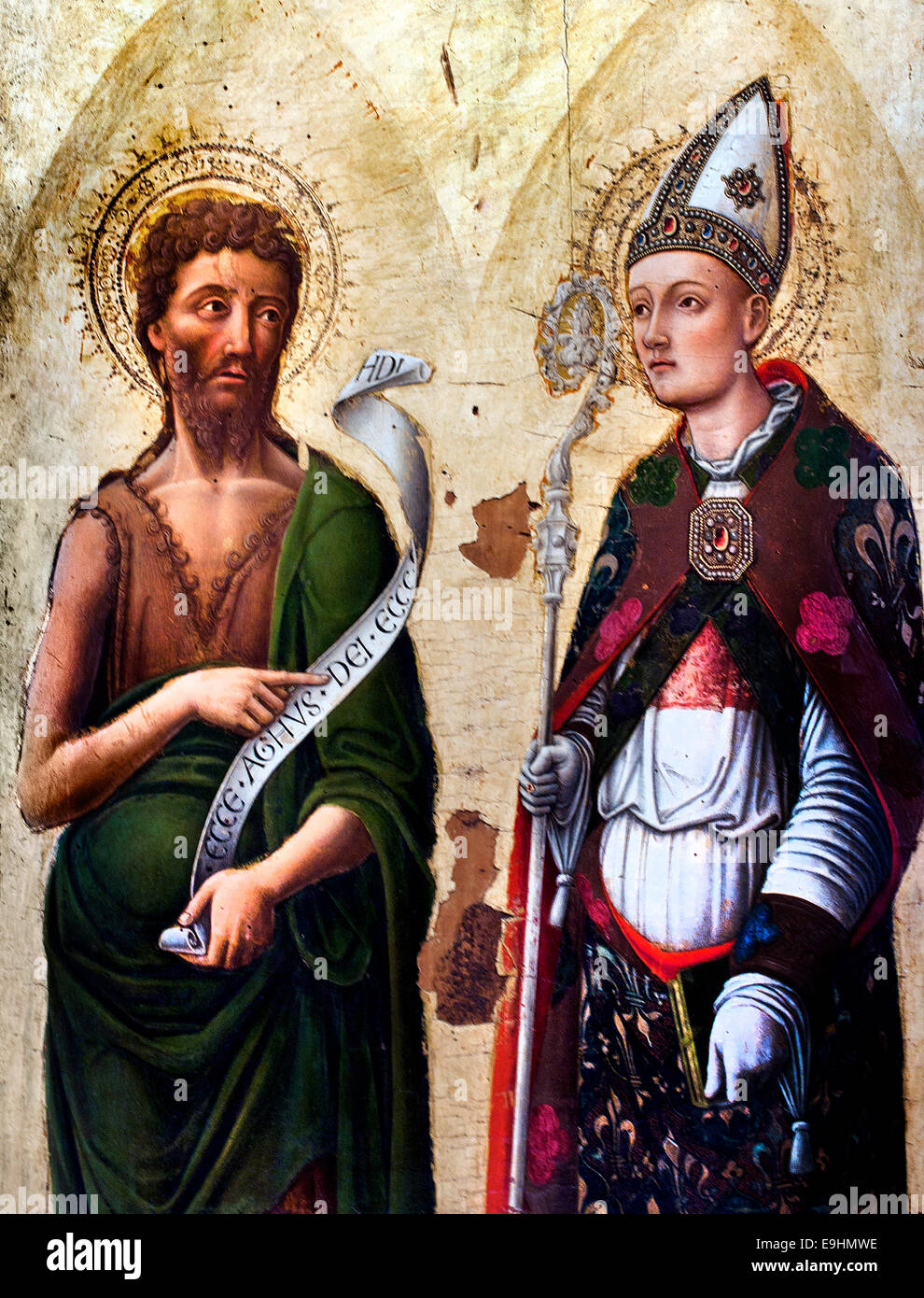 Saint John Baptist und St. Louis von Toulouse Antonio Vivarini Bartolomeo Vivarini 1415-1499 Venedig Italien italienische Stockfoto
