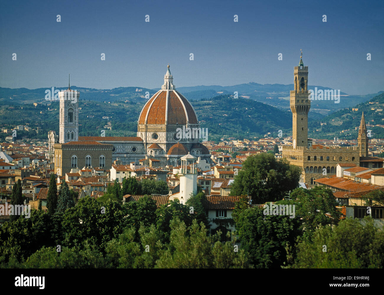 Florenz ist die wichtigste Stadt der Toskana mit einer reichen Geschichte & Kultur ausgedrückt in seiner Kunst, Architektur und Menschen. Stockfoto
