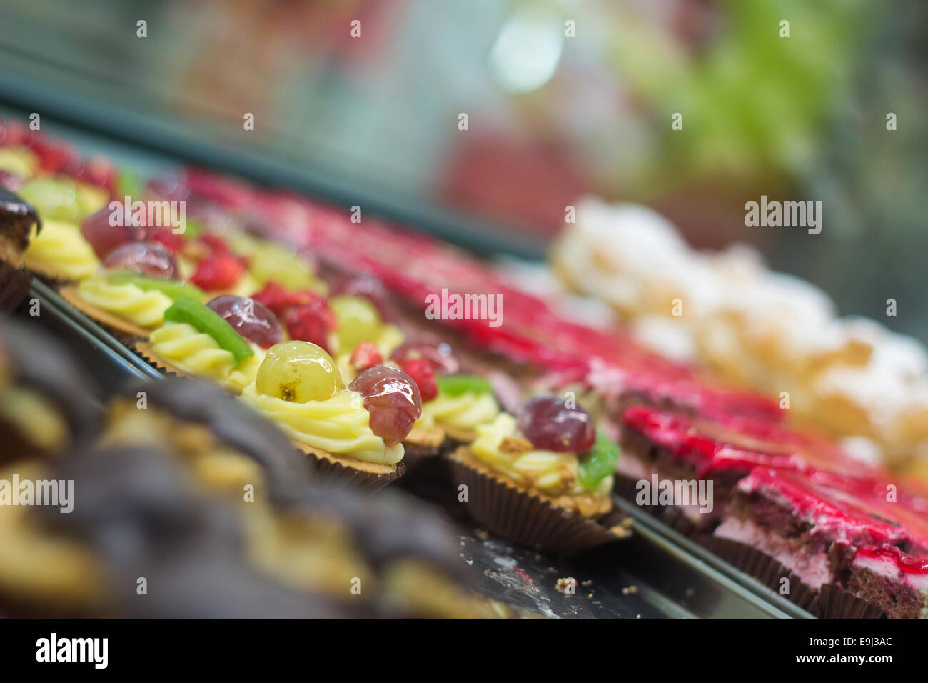 Früchte Beeren Desserts italienischen Süßwaren Shop "Copy Space" Perspektive Stockfoto