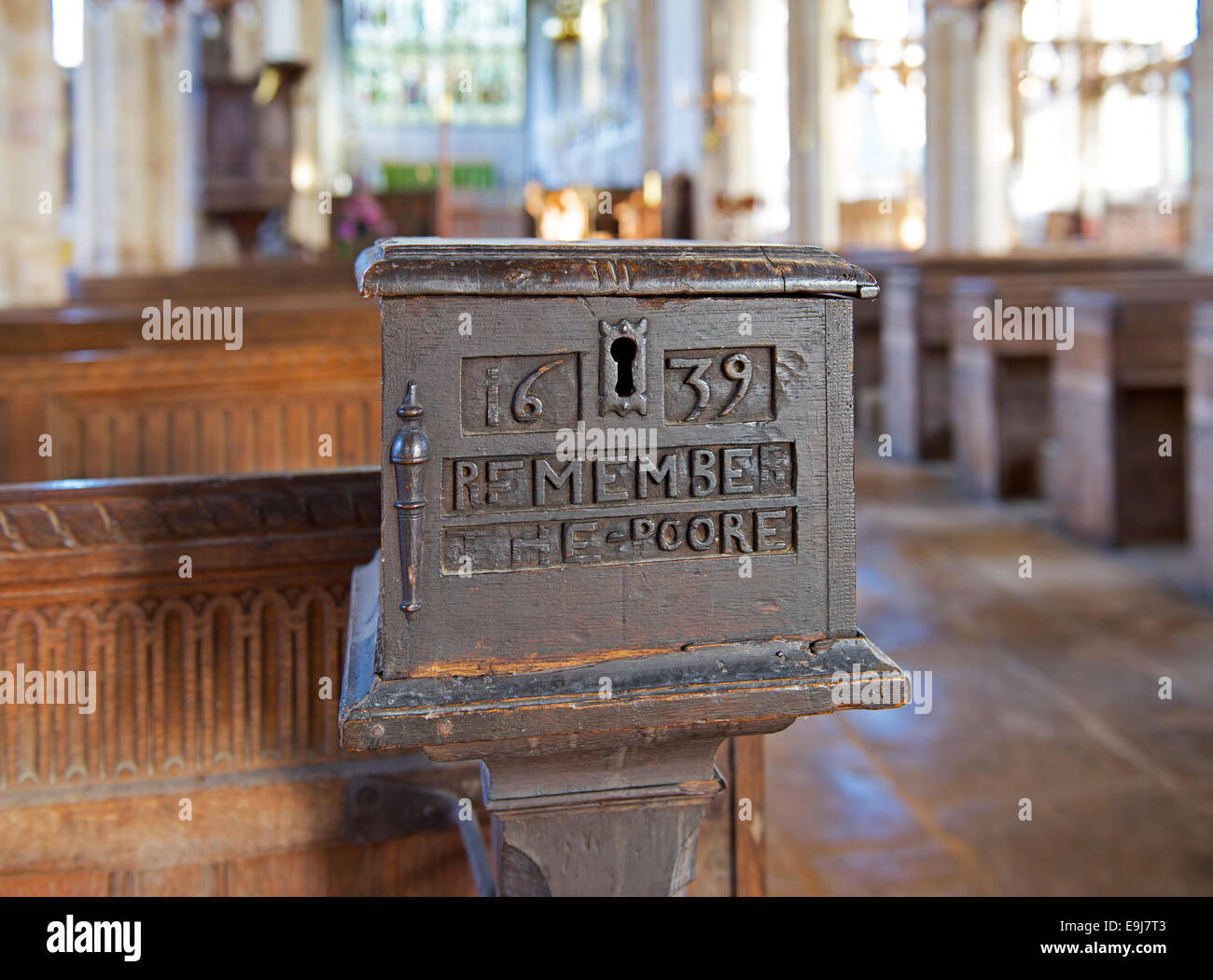 Armen in St.-Peter Kirche, Walpole St Peter, Norfolk, England UK box Stockfoto