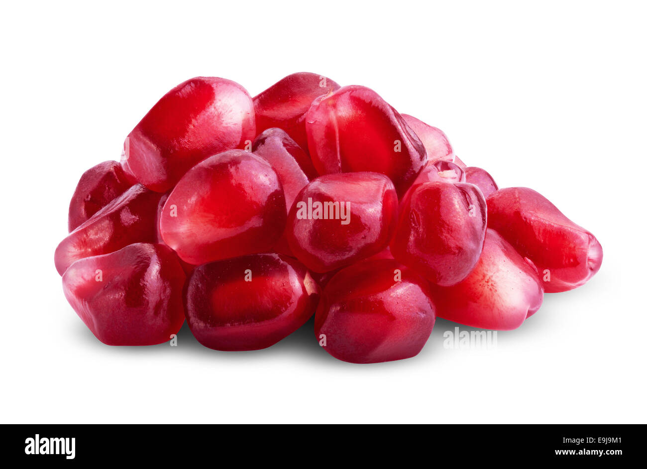 Granatapfel Samen auf einem weißen Hintergrund. Clipping-Pfad Stockfoto