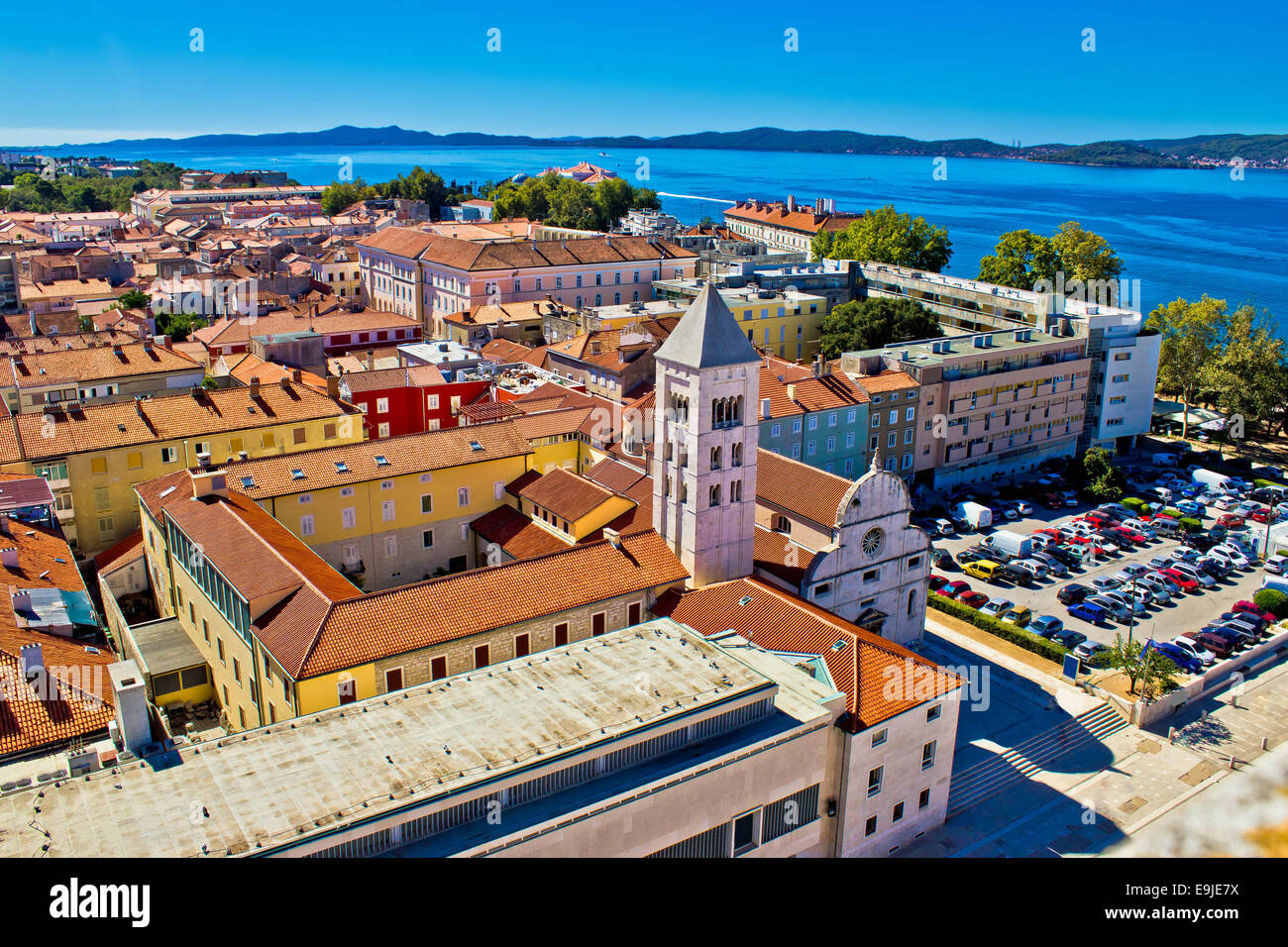 Blick auf Dächer die Antenne Stadt Zadar Stockfoto