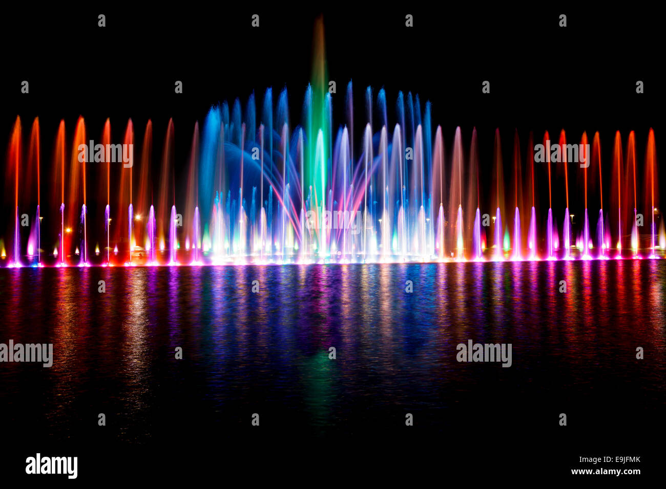 Multimedia-Brunnen an der Pergola, Jahrhunderthalle, Wroclaw, Polen Stockfoto