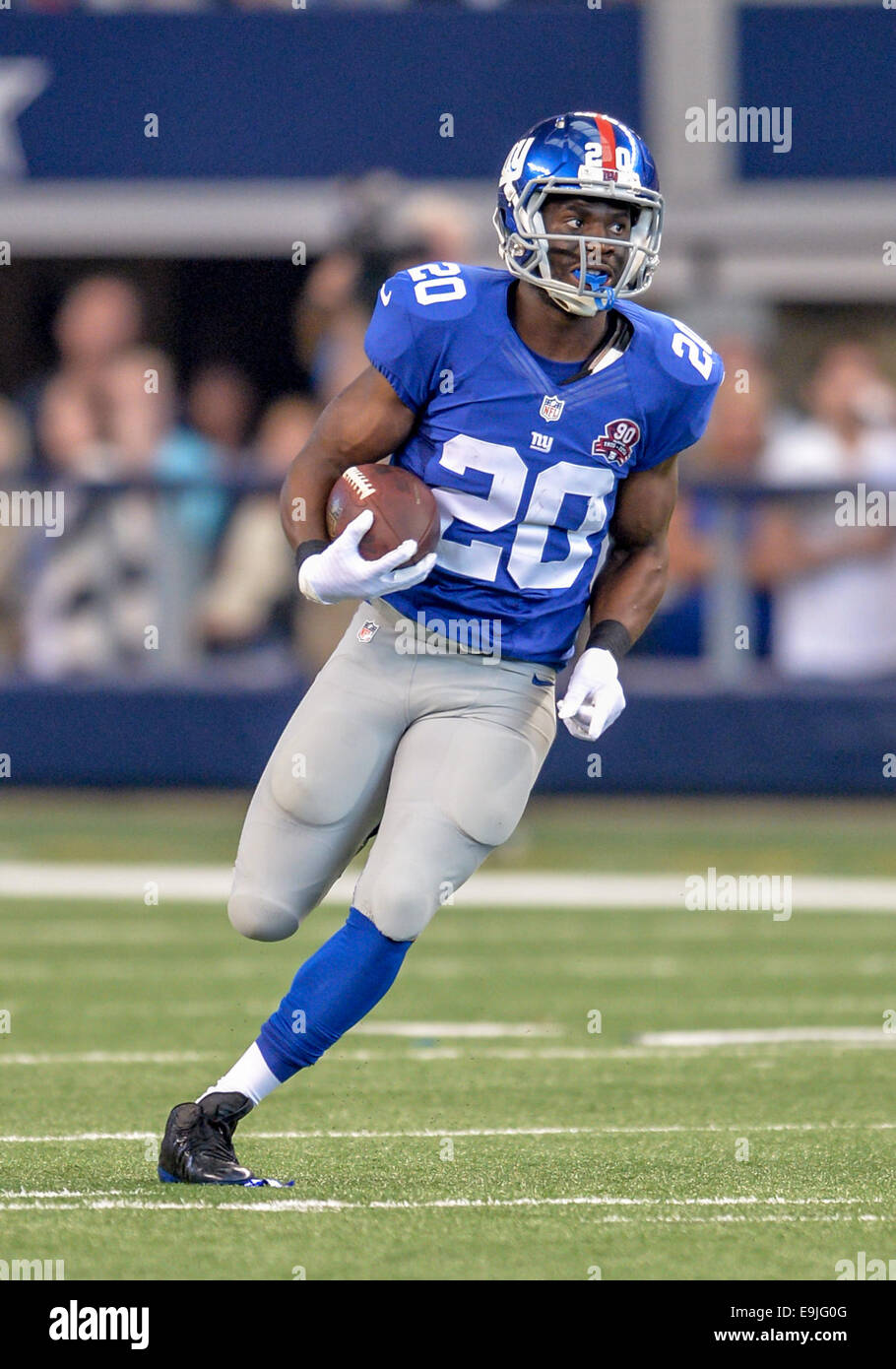 New York Giants Cornerback Prinz Amukamara 20 Bekommt Eine Interception In Einem Nfl Football Spiel Zwischen Den New York Giants Und Die Dallas Cowboys Auf Sonntag 19 Oktober 2014 Im At T Stadium In