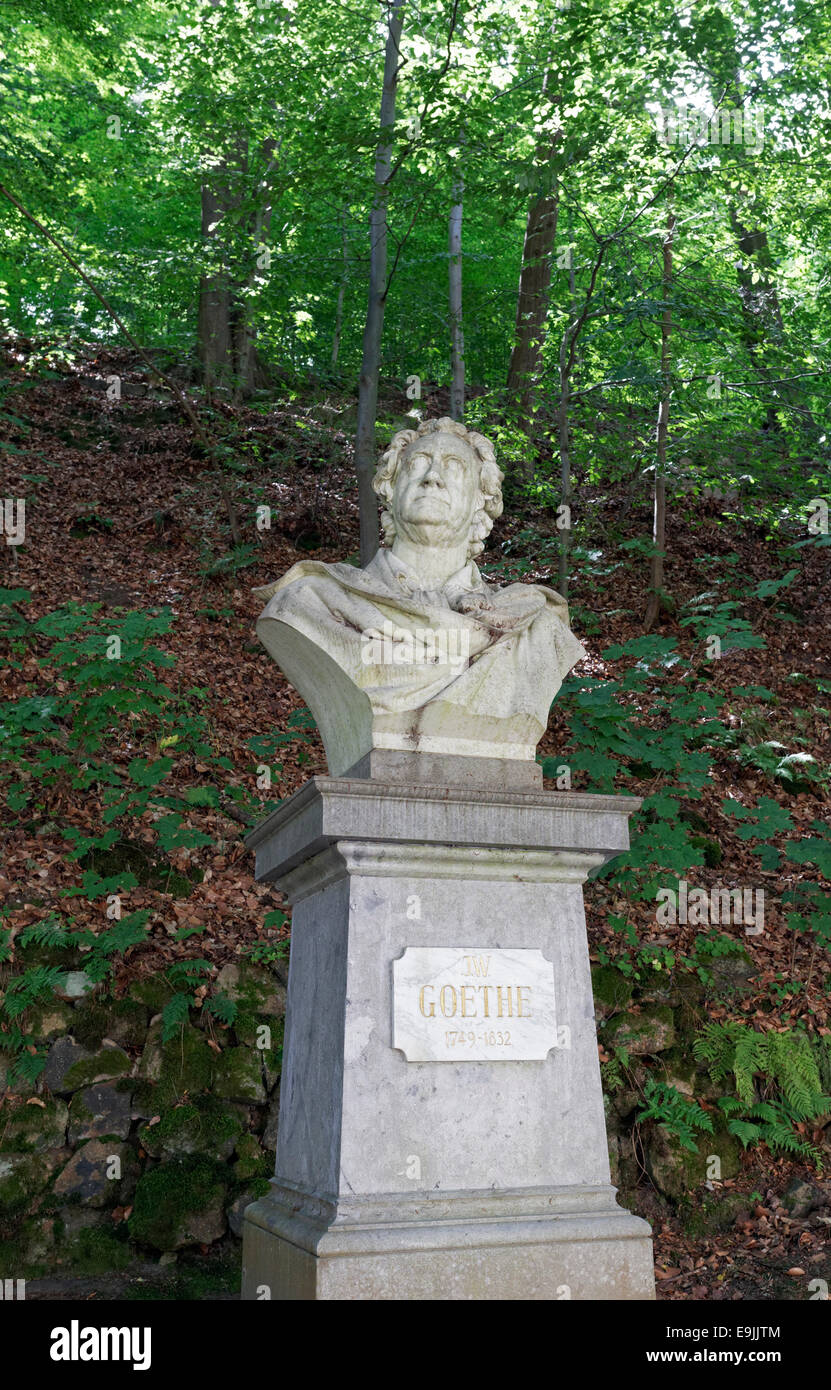 Goethe-Denkmal auf dem Goethe-Wanderweg Goethova Stezka, Karlsbad, Karlovy Vary Region, Böhmen, Tschechien Stockfoto