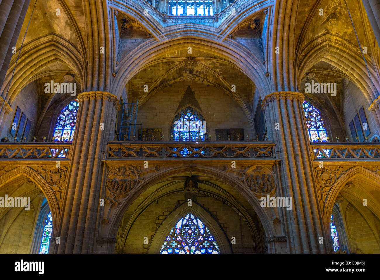 Das Innere der Kathedrale von Santa Eulalia, auch als La Seu oder einfach die Kathedrale von Barcelona in Barcelona. Stockfoto