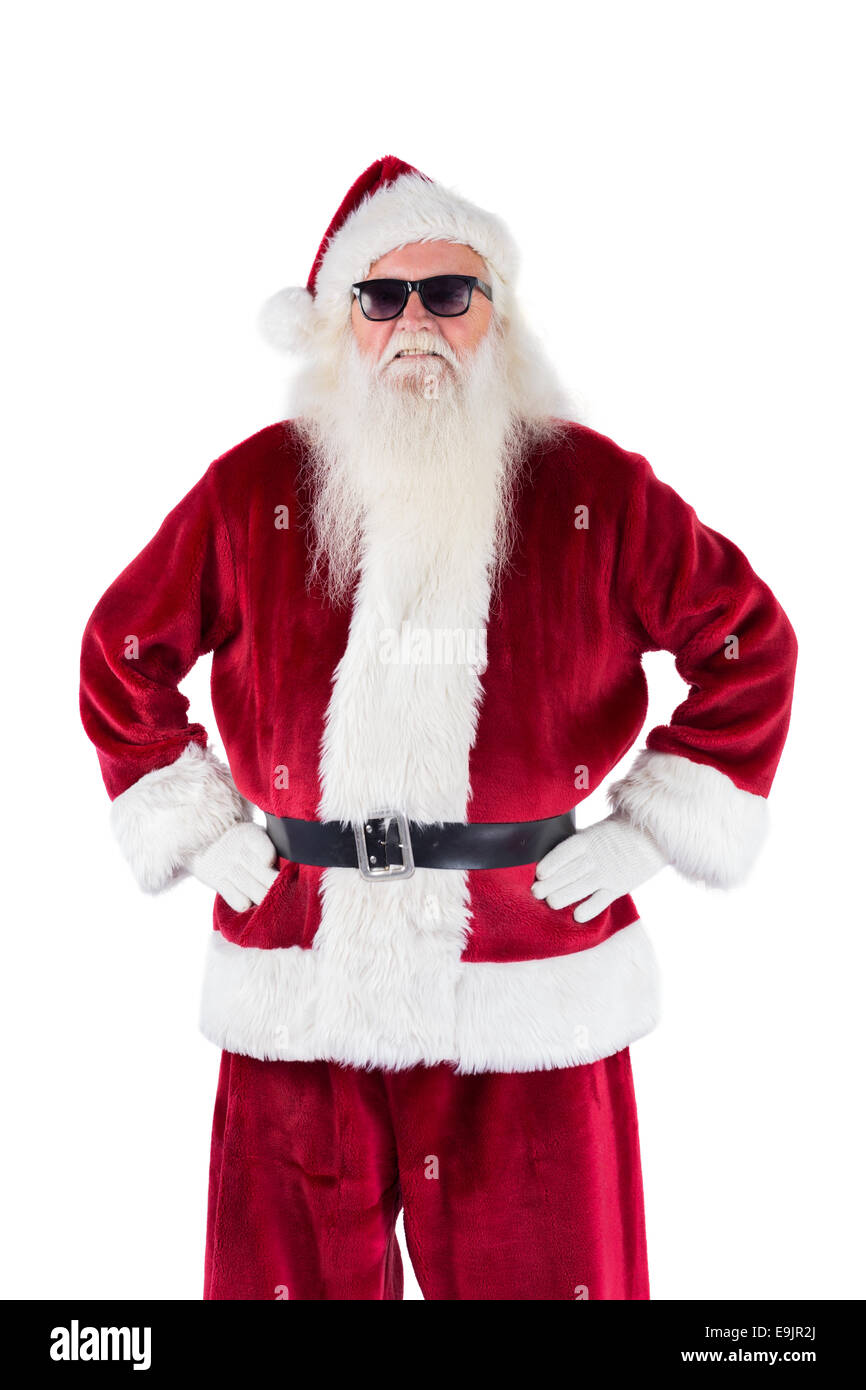 Santa Claus trägt schwarze Sonnenbrille Stockfoto