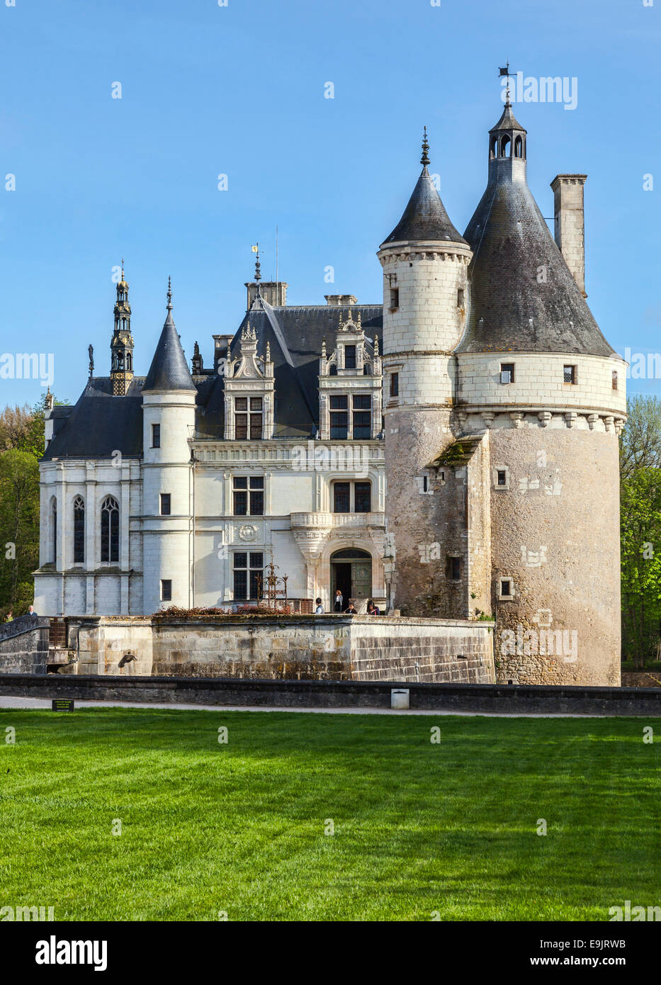 Bild der nördliche Teil des Schlosses Chenonceau, eines der berühmtesten von den Schlössern an der Loire Valley, Frankreich. Stockfoto