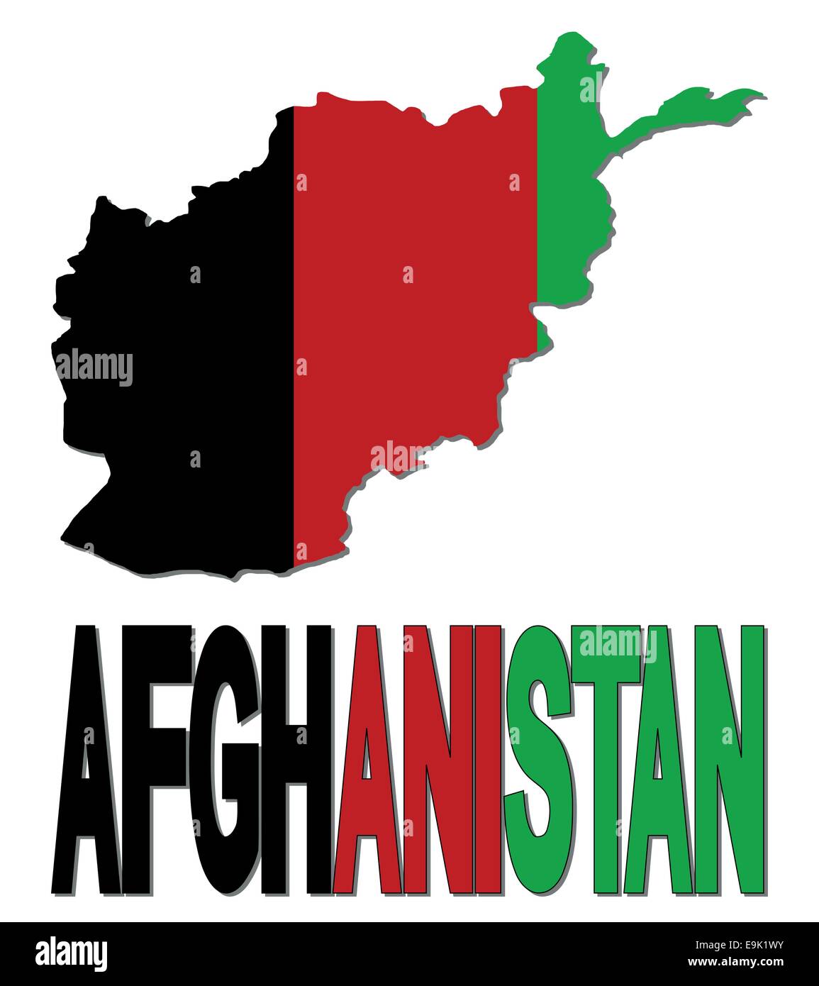 AfghanistanKarteFlagge und Text illustration Alamy