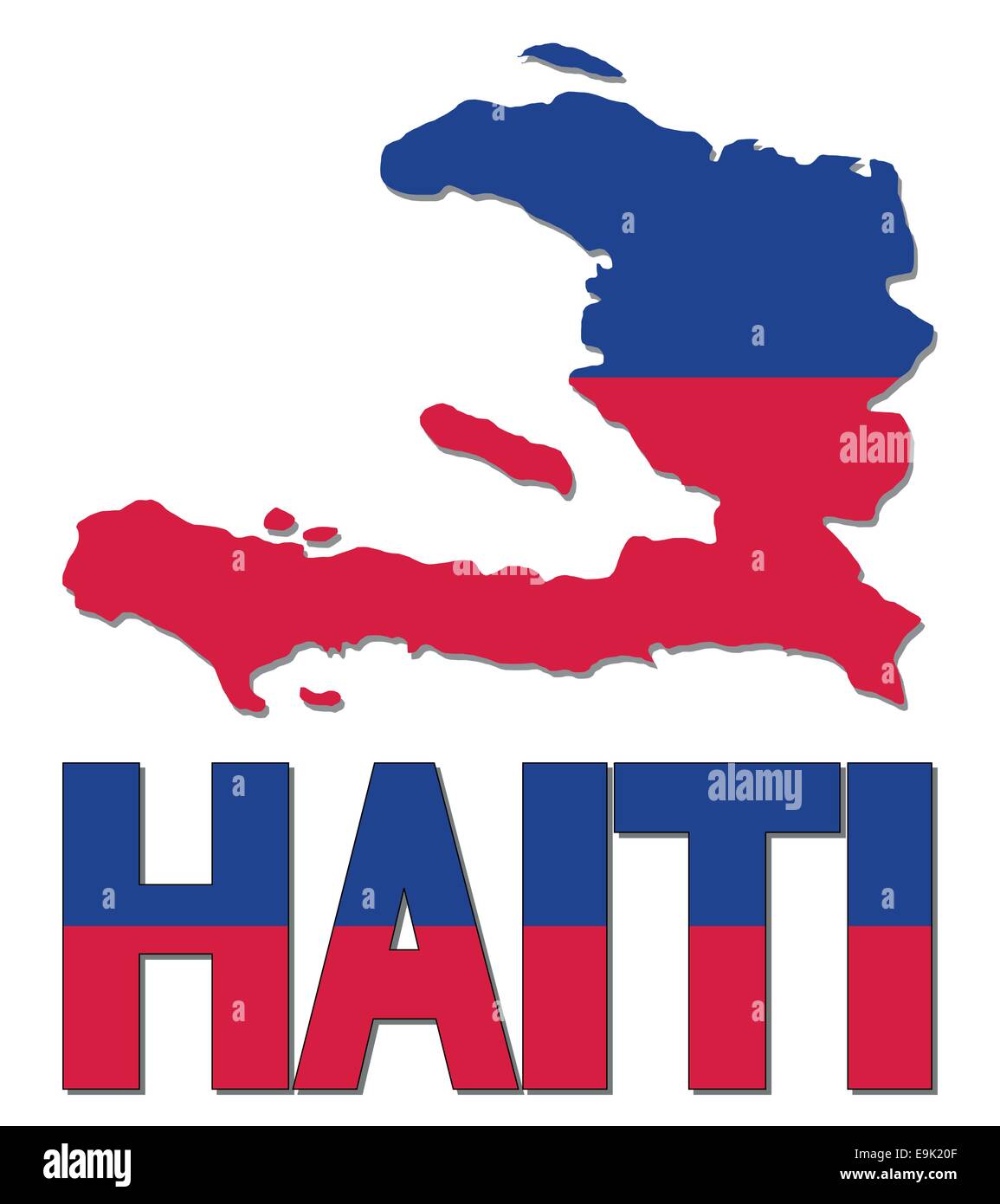 Haiti-Karte-Flagge und Text illustration Stock Vektor