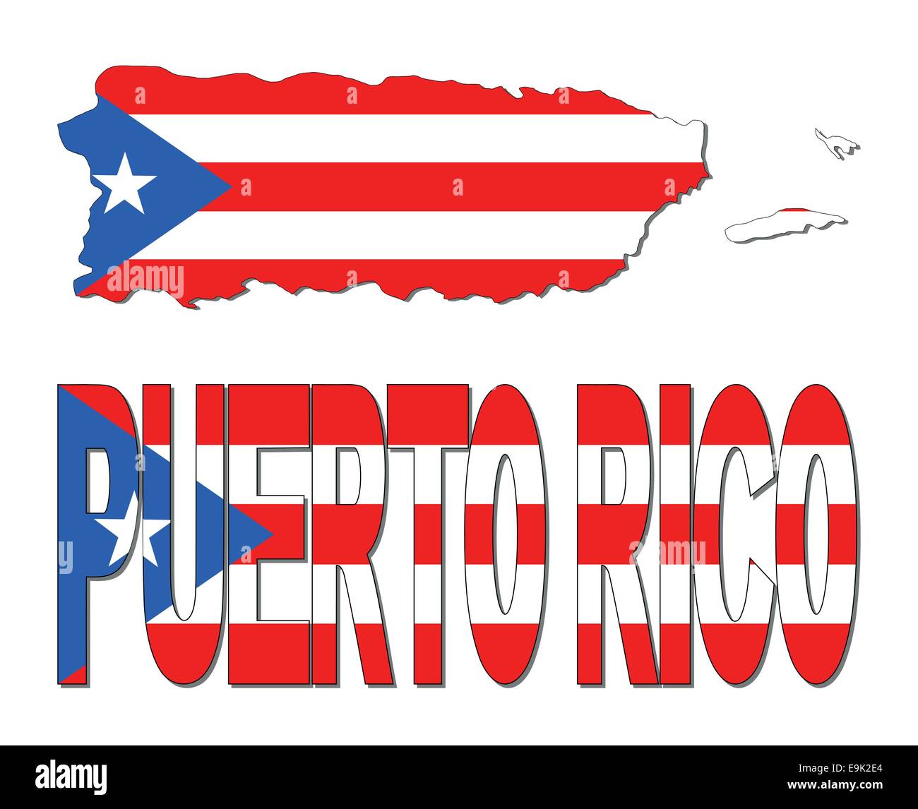 Puerto Rico Karte Flagge und Text illustration Stock Vektor