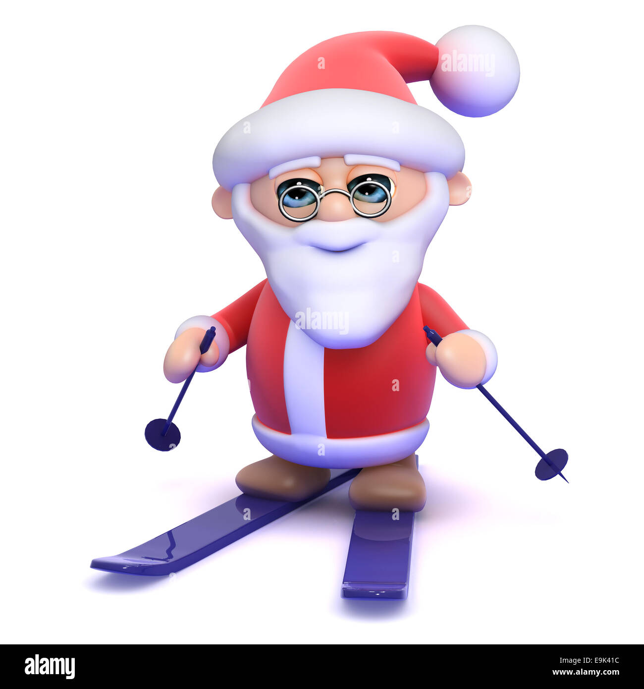 3D Rendering der Weihnachtsmann auf Ski Stockfoto