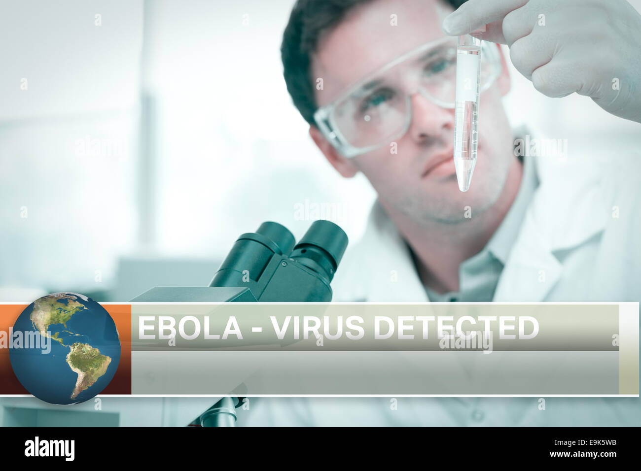Ebola-News-Flash mit medizinischen Bildern Stockfoto