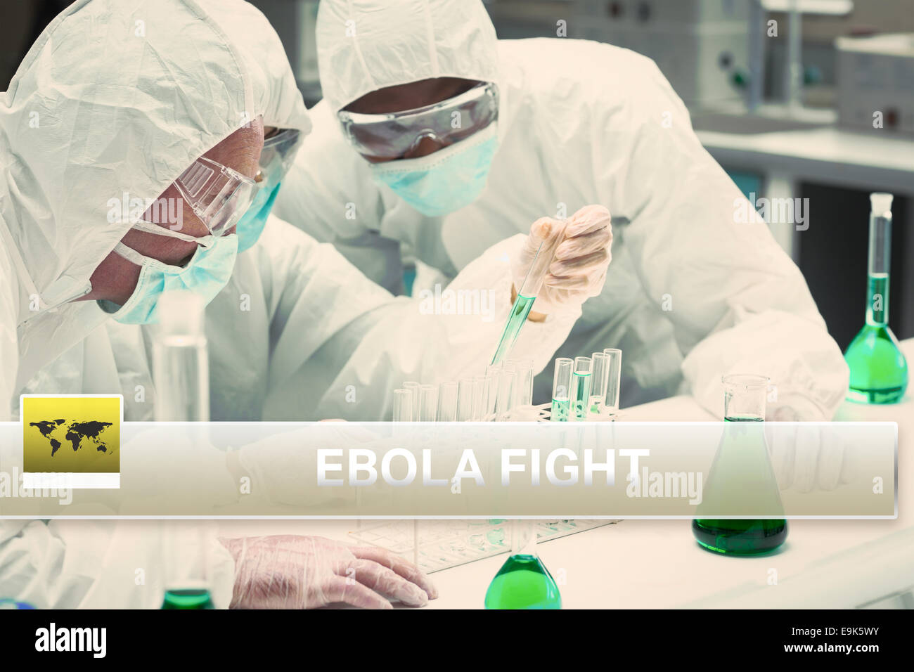 Ebola-News-Flash mit medizinischen Bildern Stockfoto