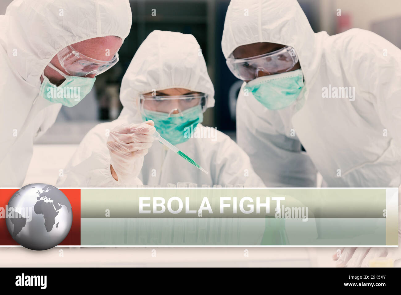 Ebola-News-Flash mit medizinischen Bildern Stockfoto