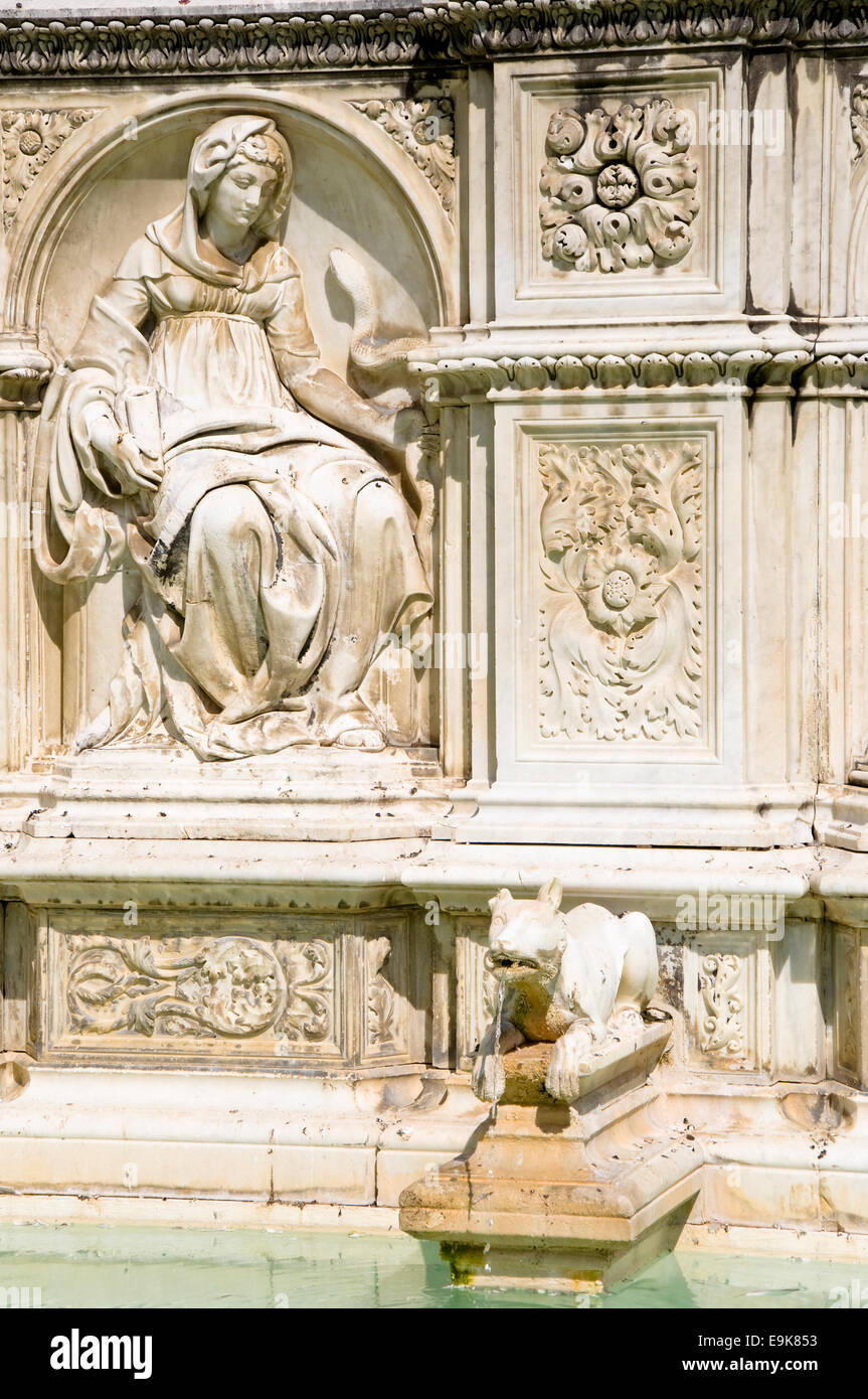 Fonte Gaia, Piazza del Campo, Siena, Toskana, Italien Stockfoto