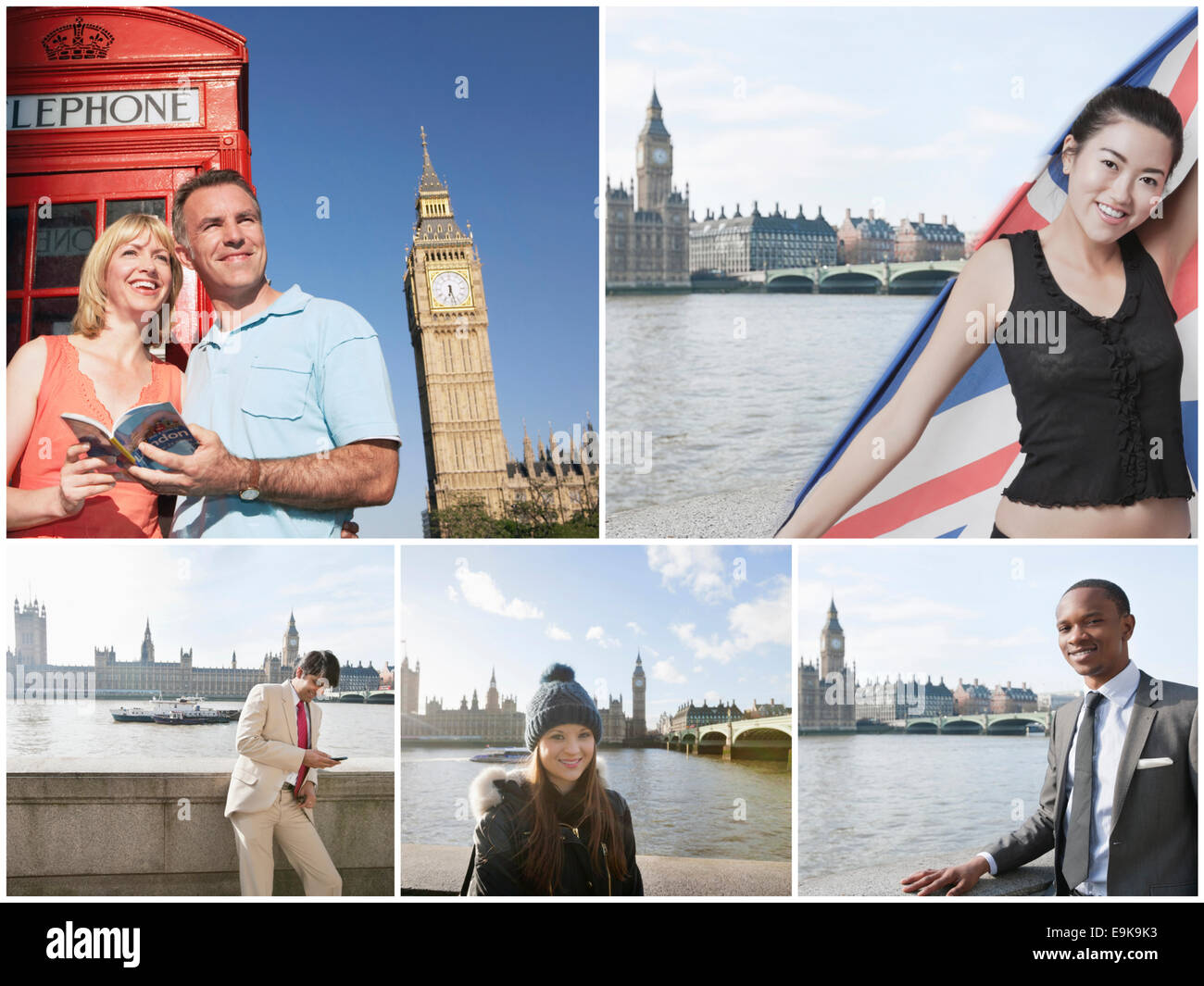 Collage von Menschen im Urlaub in London Stockfoto
