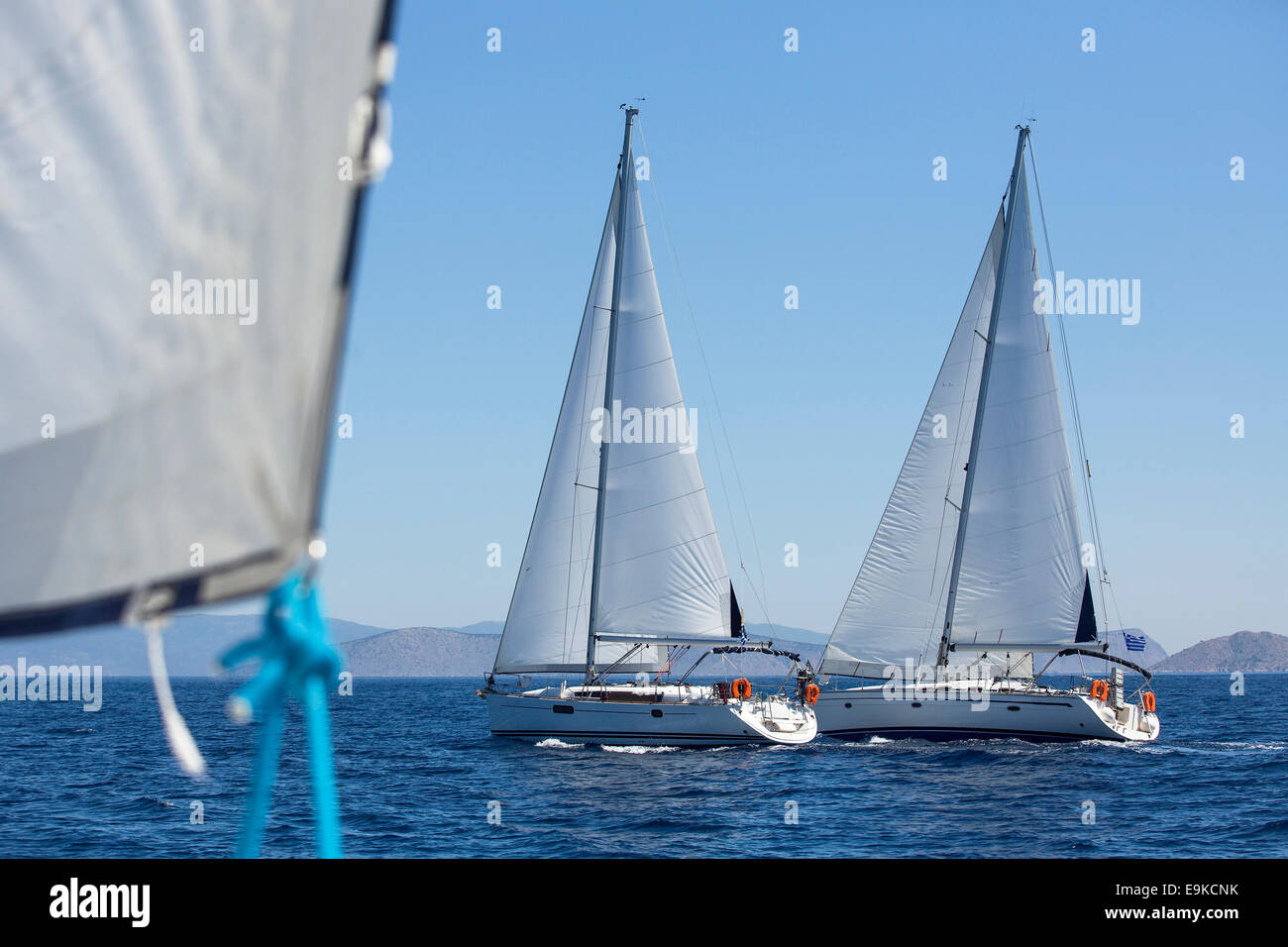 Segelboote Race Regatta des Meeres. Segeln, Luxus-Yachten. Stockfoto