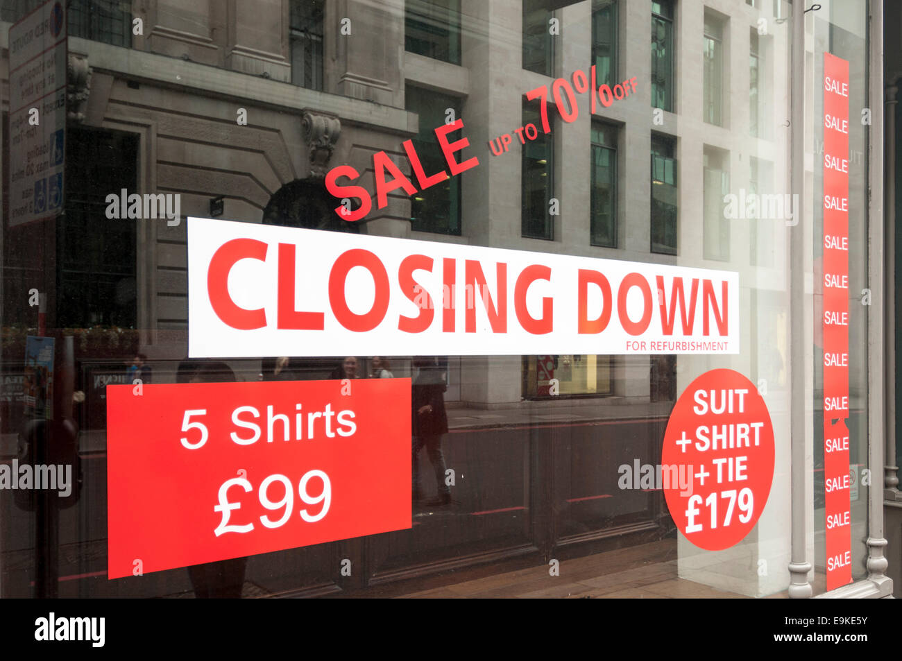 Schließung der Verkauf Ladenfront Stockfoto