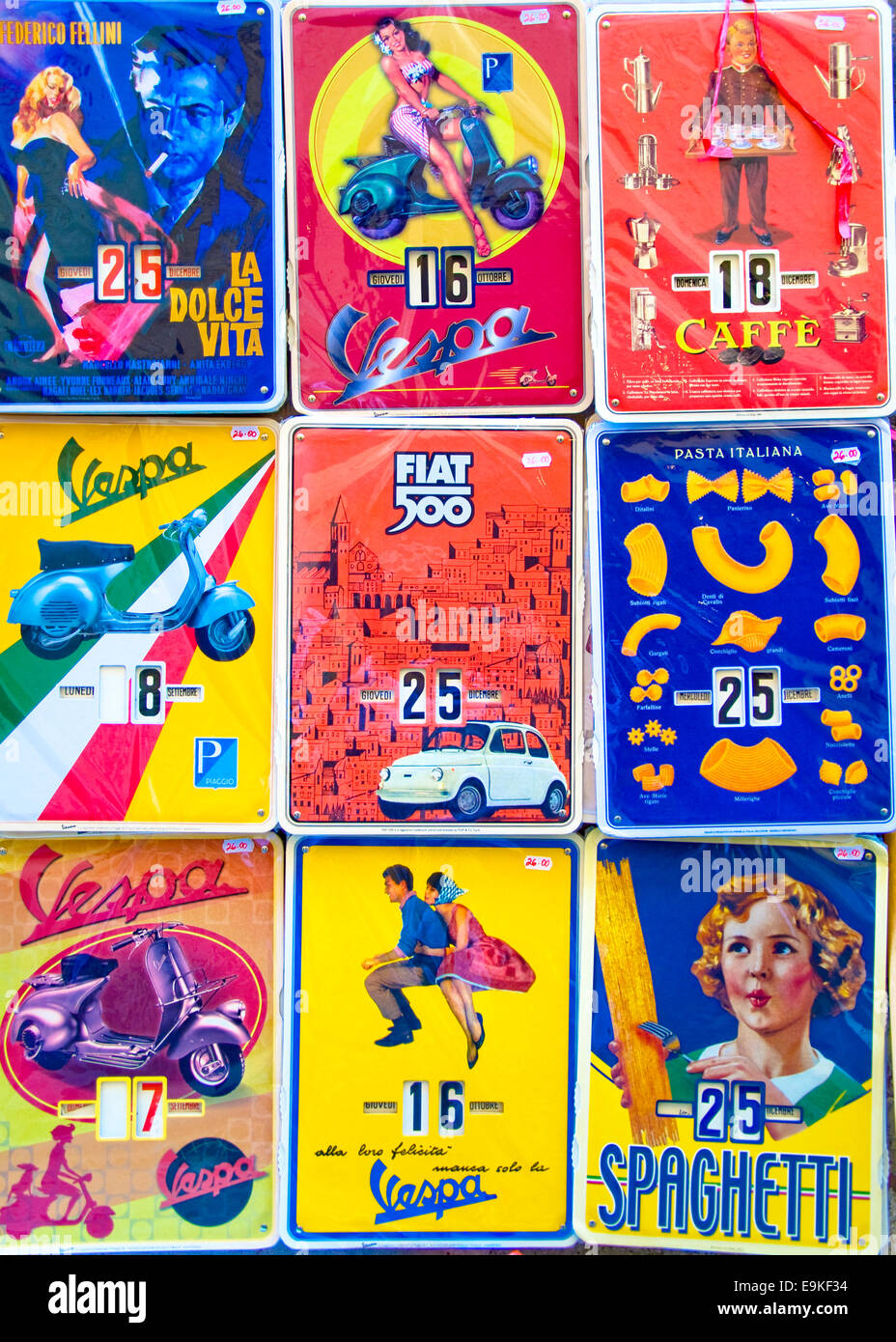 Vintage Kalender, Montepulciano, Siena, Toskana, Italien Stockfoto