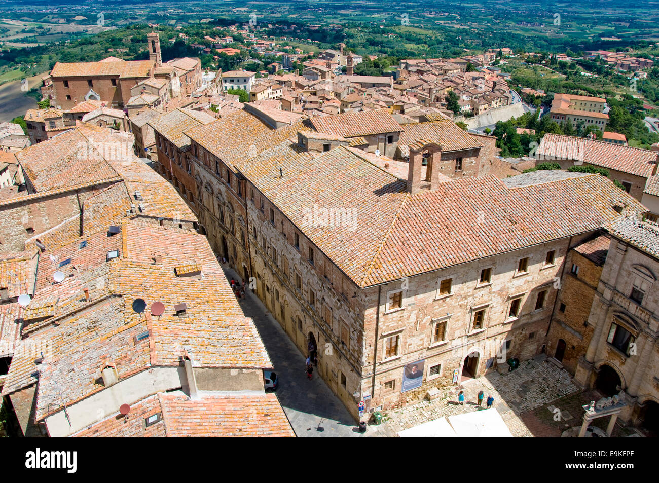 Blick von der Palazzo Comunale, Montepulciano Siena, Toskana, Italien Stockfoto