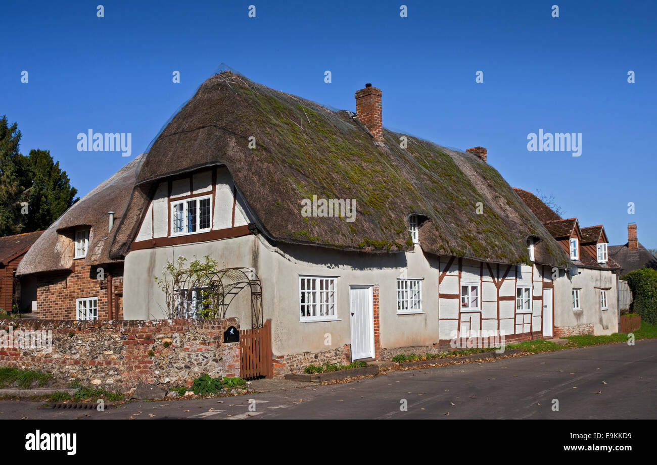 Reetdachhaus in Longstock, Hampshire, England Stockfoto