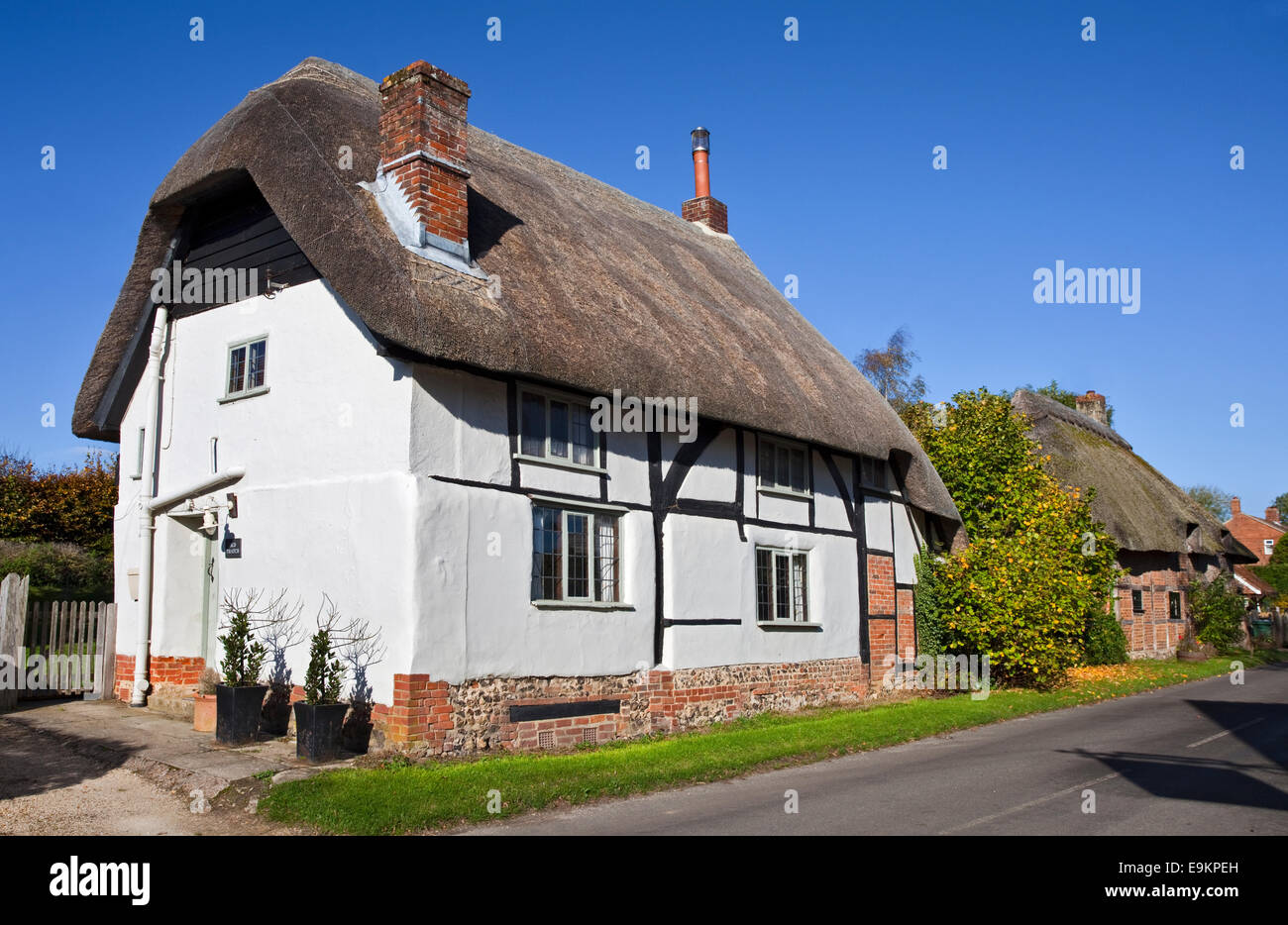 Reetdachhaus in Longstock, Hampshire, England Stockfoto