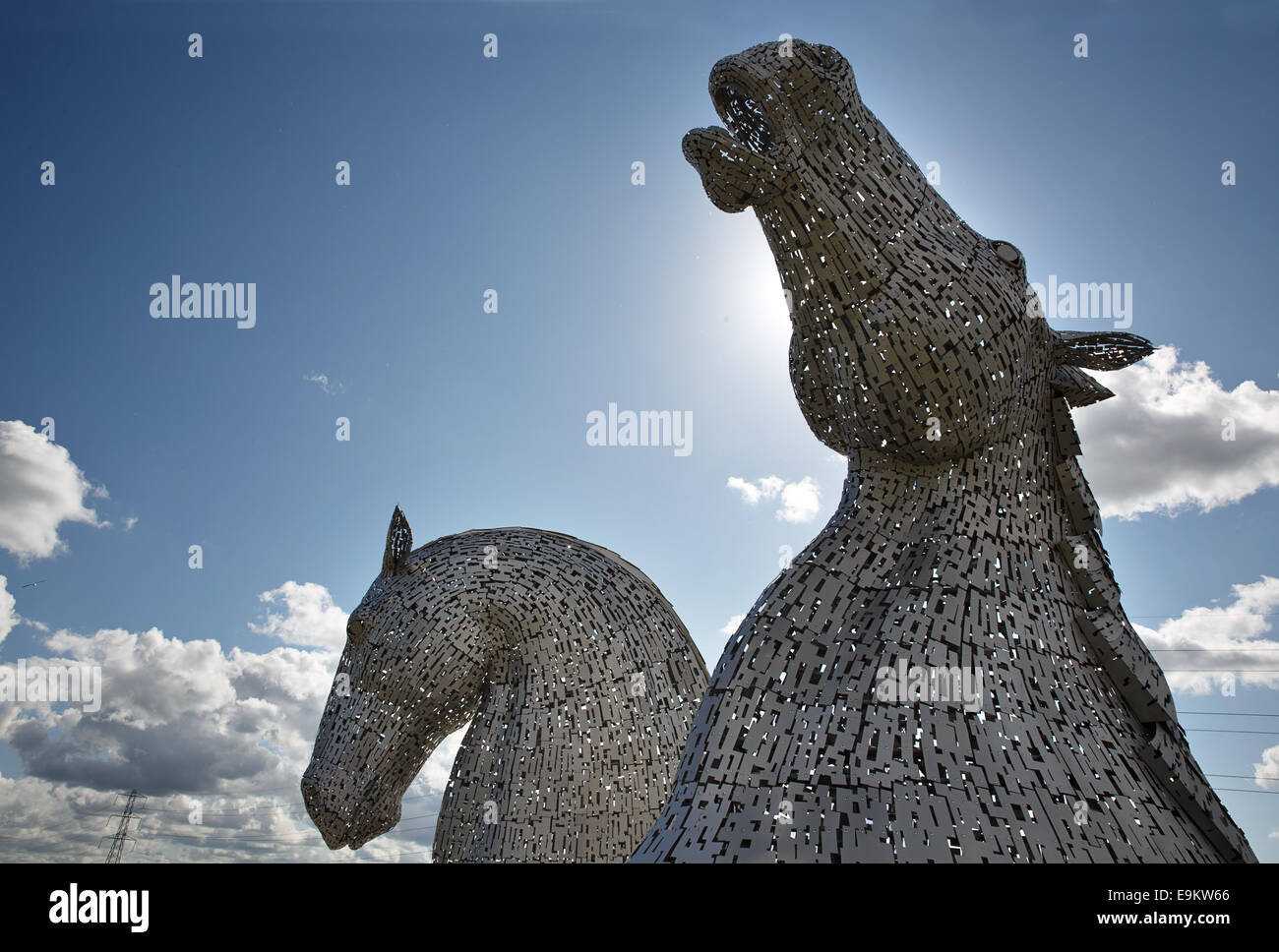 Die Kelpies Skulpturen in Falkirk, Schottland, Designed von Andy Scott. Stockfoto