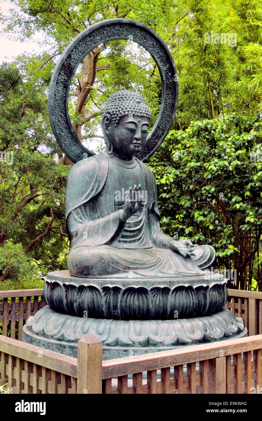 Buddha-Statue in der japanischen Teegarten, San Francisco Stockfoto