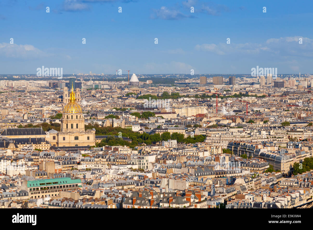 Vogelperspektive vom Eiffelturm auf Paris City, Frankreich Stockfoto