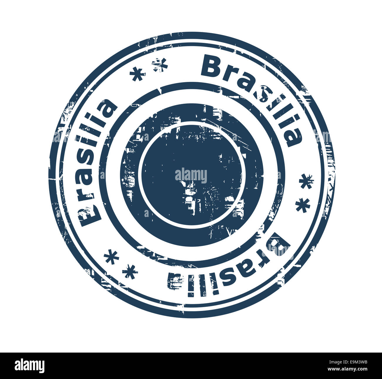 Grunge-Stempel der Stadt Brasilia in Brasilien isoliert auf einem weißen Hintergrund. Stockfoto