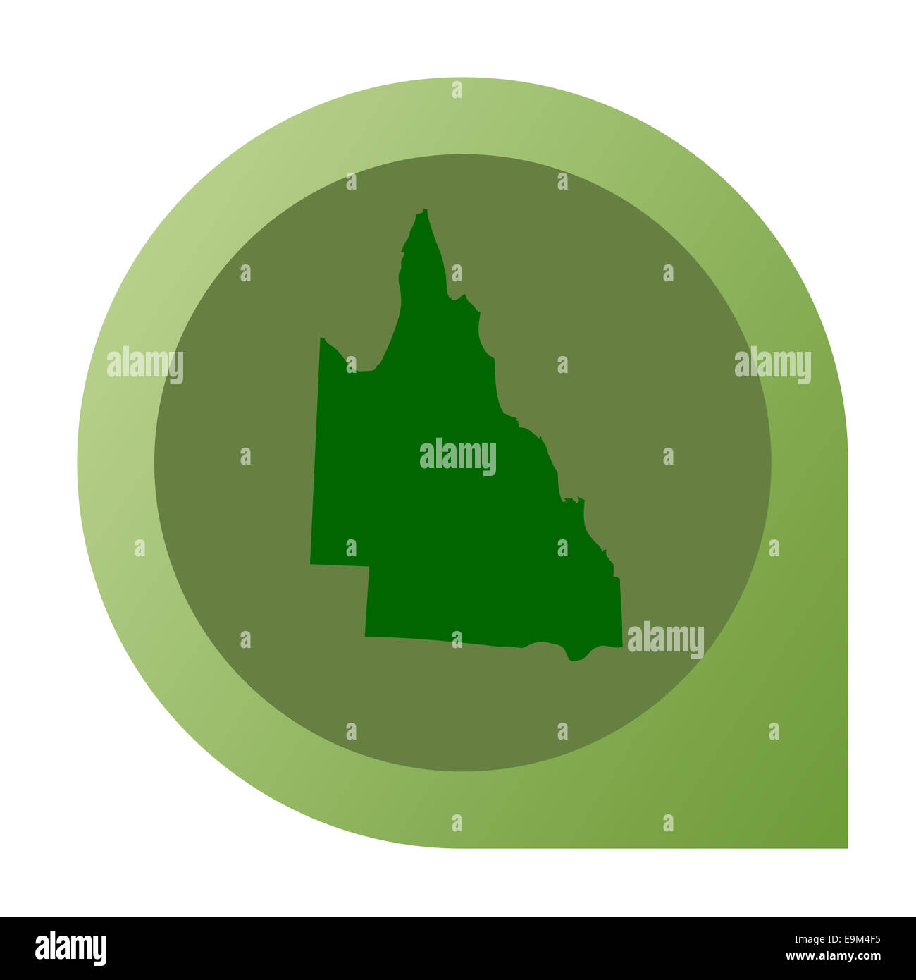 Isolierte Queensland in Australien Karte Stecknadel im flachen Web-Design-Stil. Stockfoto