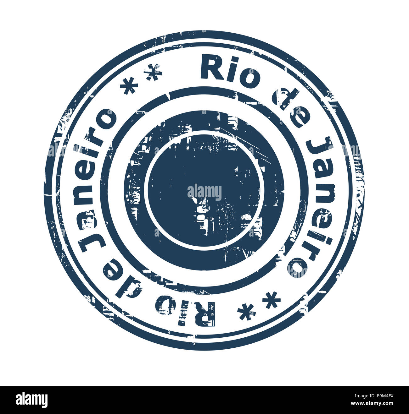 Grunge-Stempel von der Stadt Rio De Janeiro in Brasilien isoliert auf einem weißen Hintergrund. Stockfoto