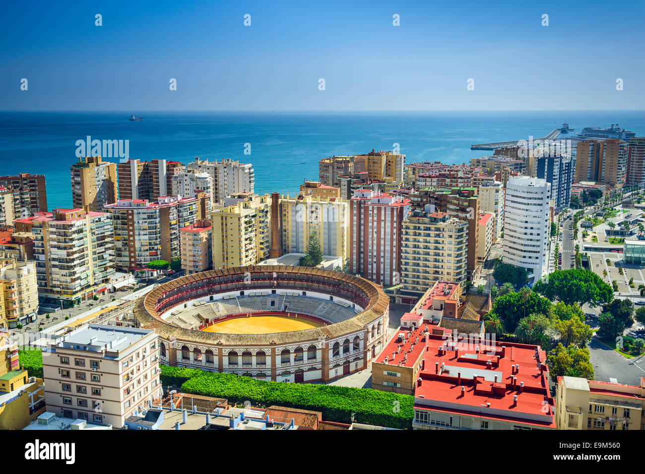 Malaga, Spanien Stadtbild in der Stierkampfarena. Stockfoto
