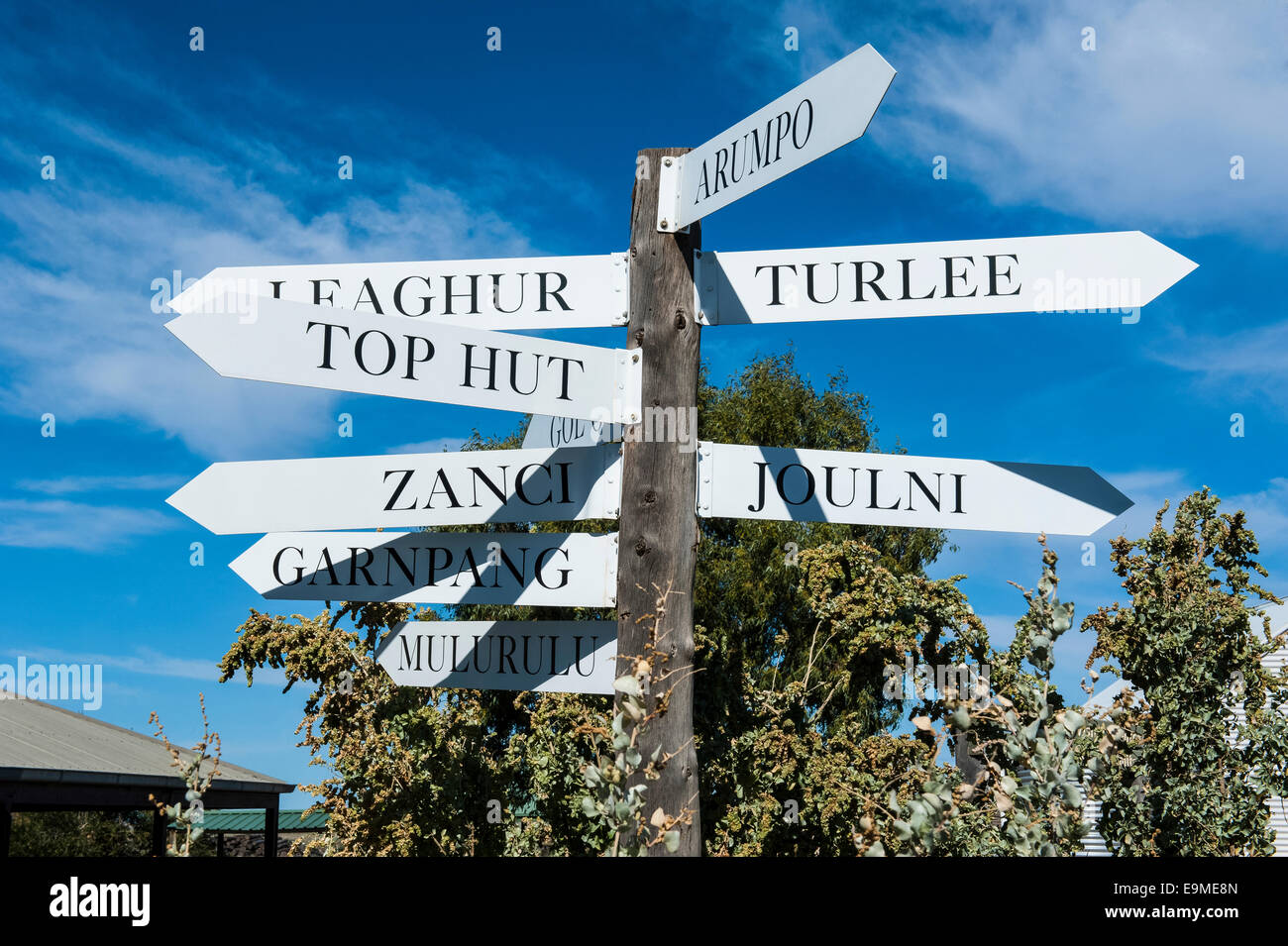 Sign post, Mungo National Park, Willandra Lakes Region, New South Wales, Australien Stockfoto