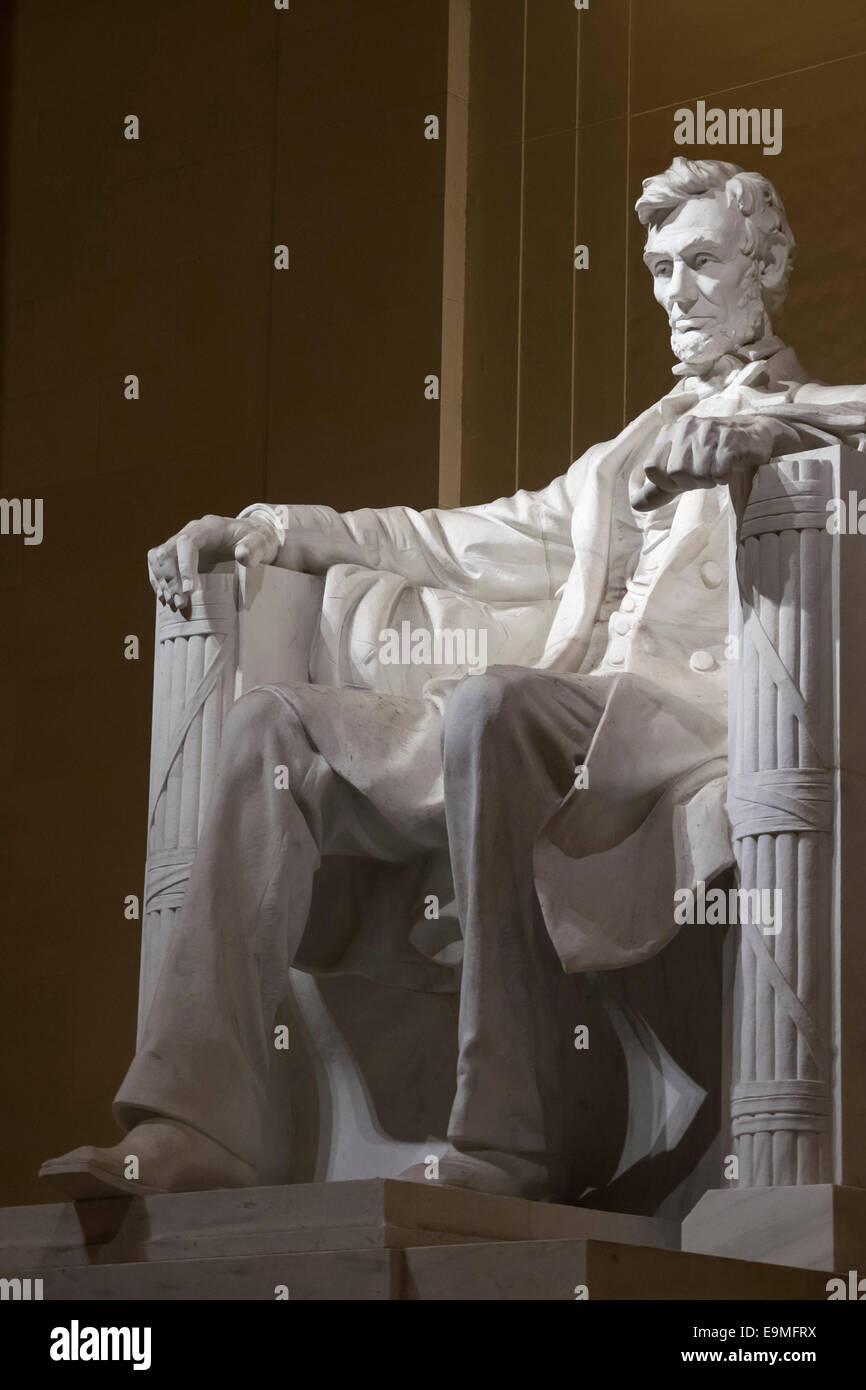 USA, Washington, DC, Lincoln Memorial, Statue von Abraham Lincoln Stockfoto