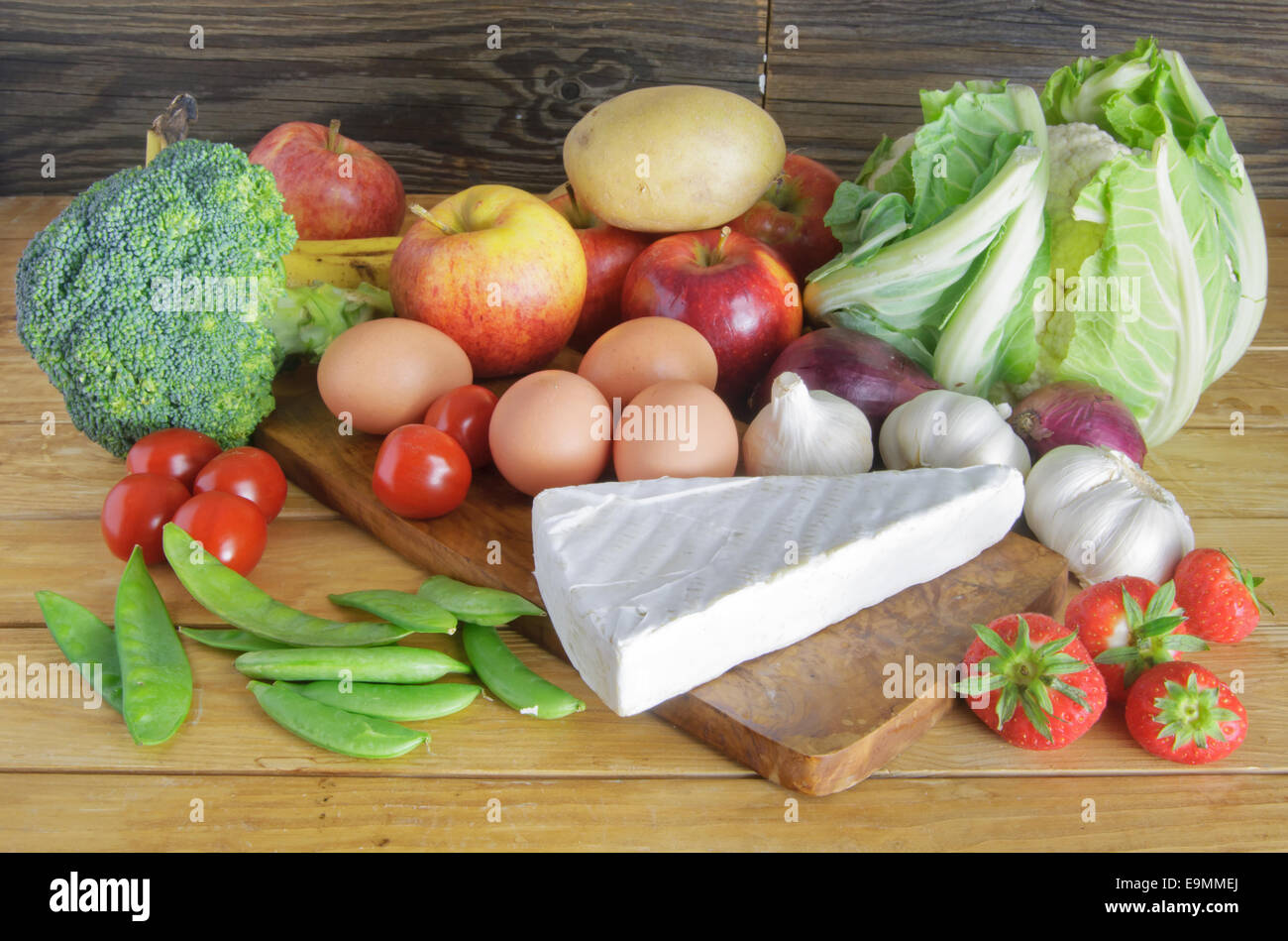 Frische Bauernmarkt Produkte wie Obst und Gemüse Stockfoto